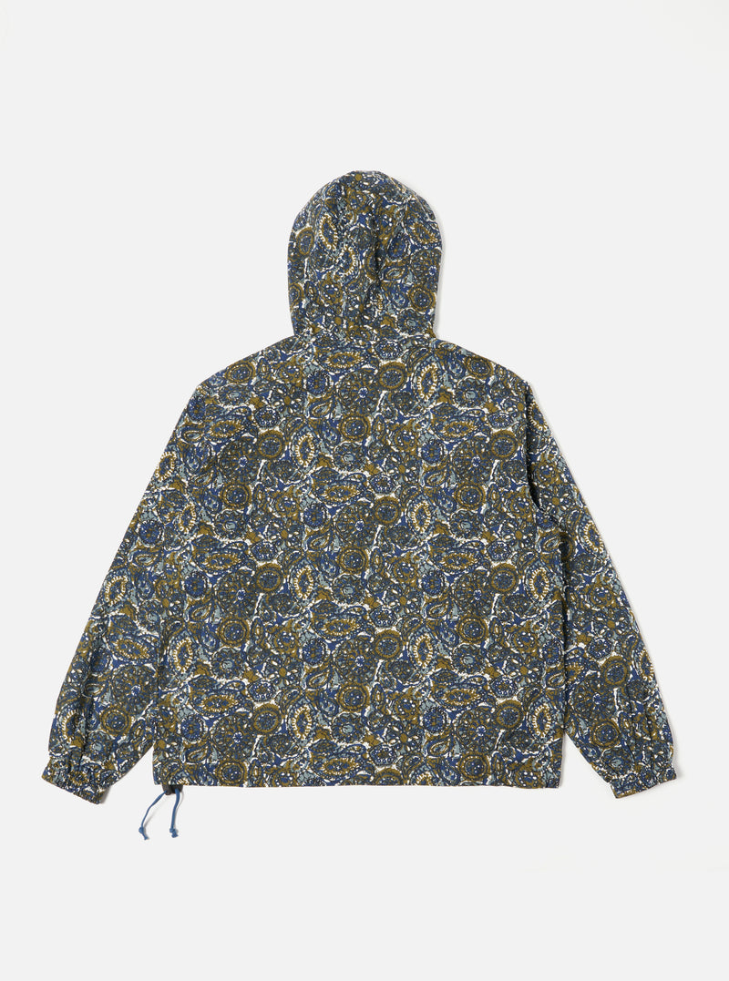 Universal Works Pullover Anorak in Navy Artist Print Cotton