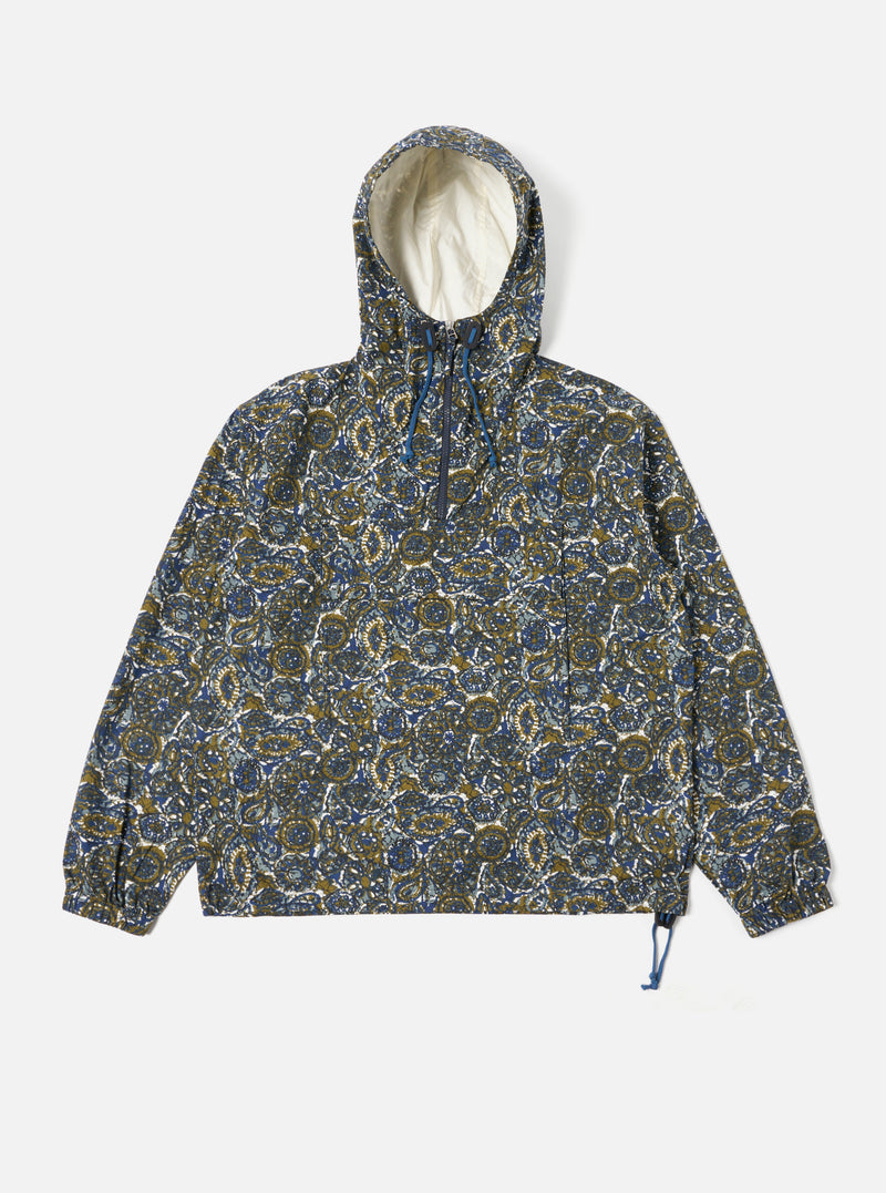 Universal Works Pullover Anorak in Navy Artist Print Cotton