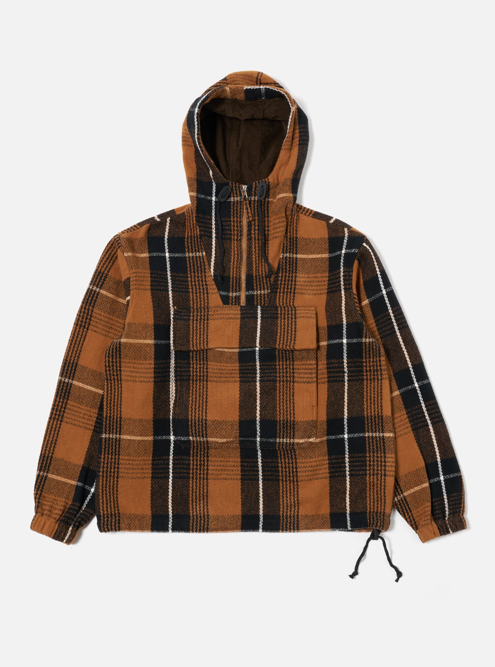 Universal Works Pullover Anorak in Brown Earth II Check