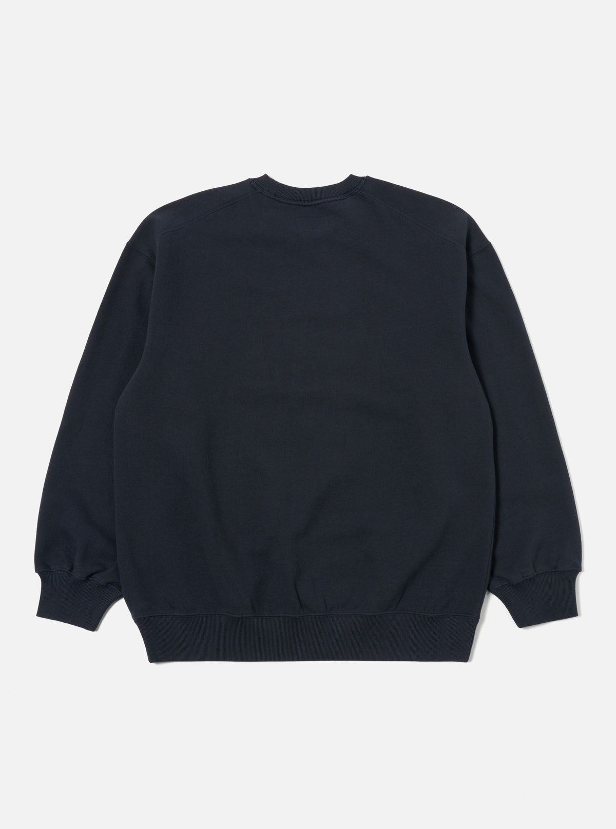 Universal Works Embroidered Sweatshirt in Navy Brush Back Sweat