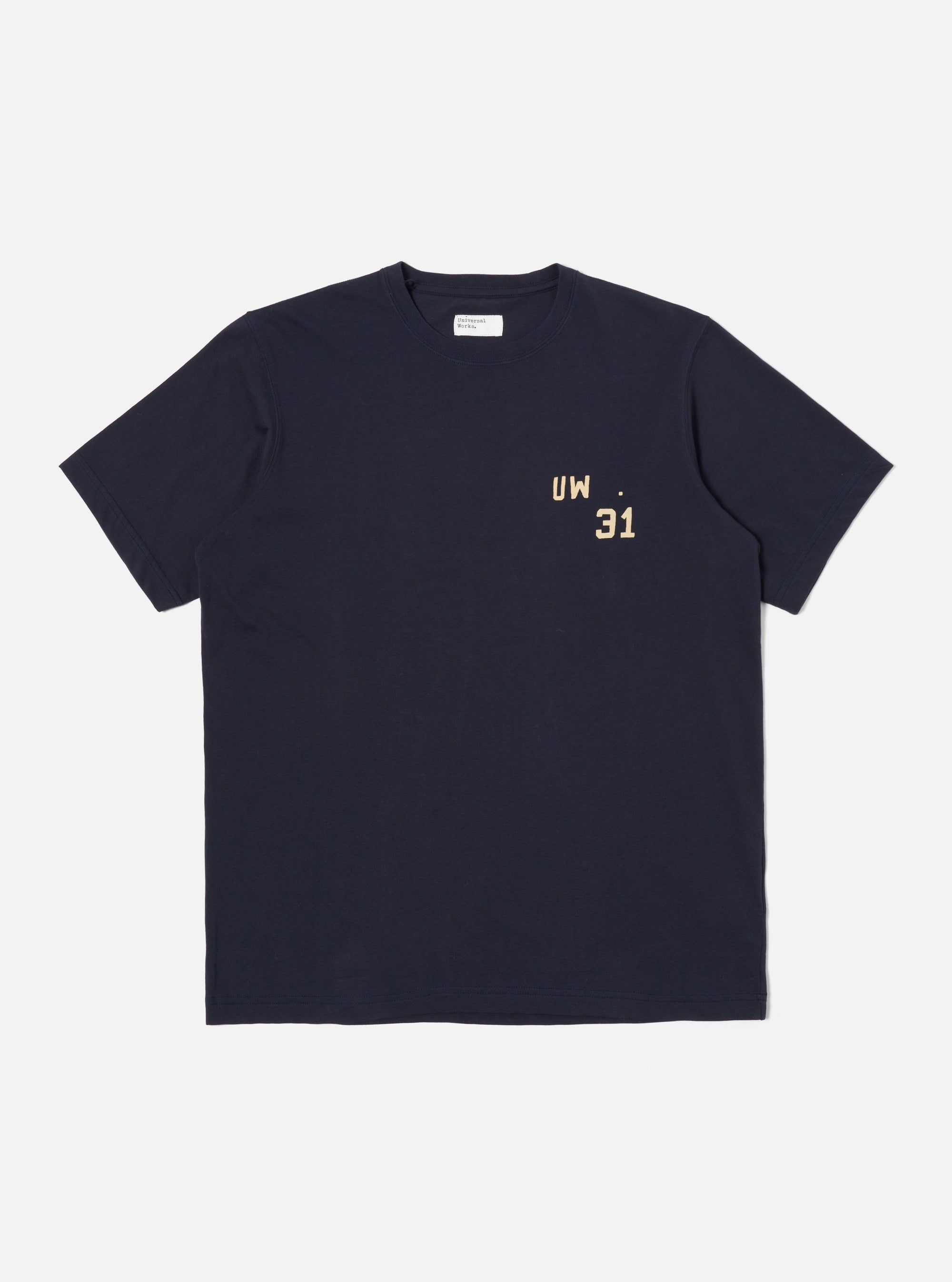 Universal Works Print Tee in Navy Single Jersey UW31