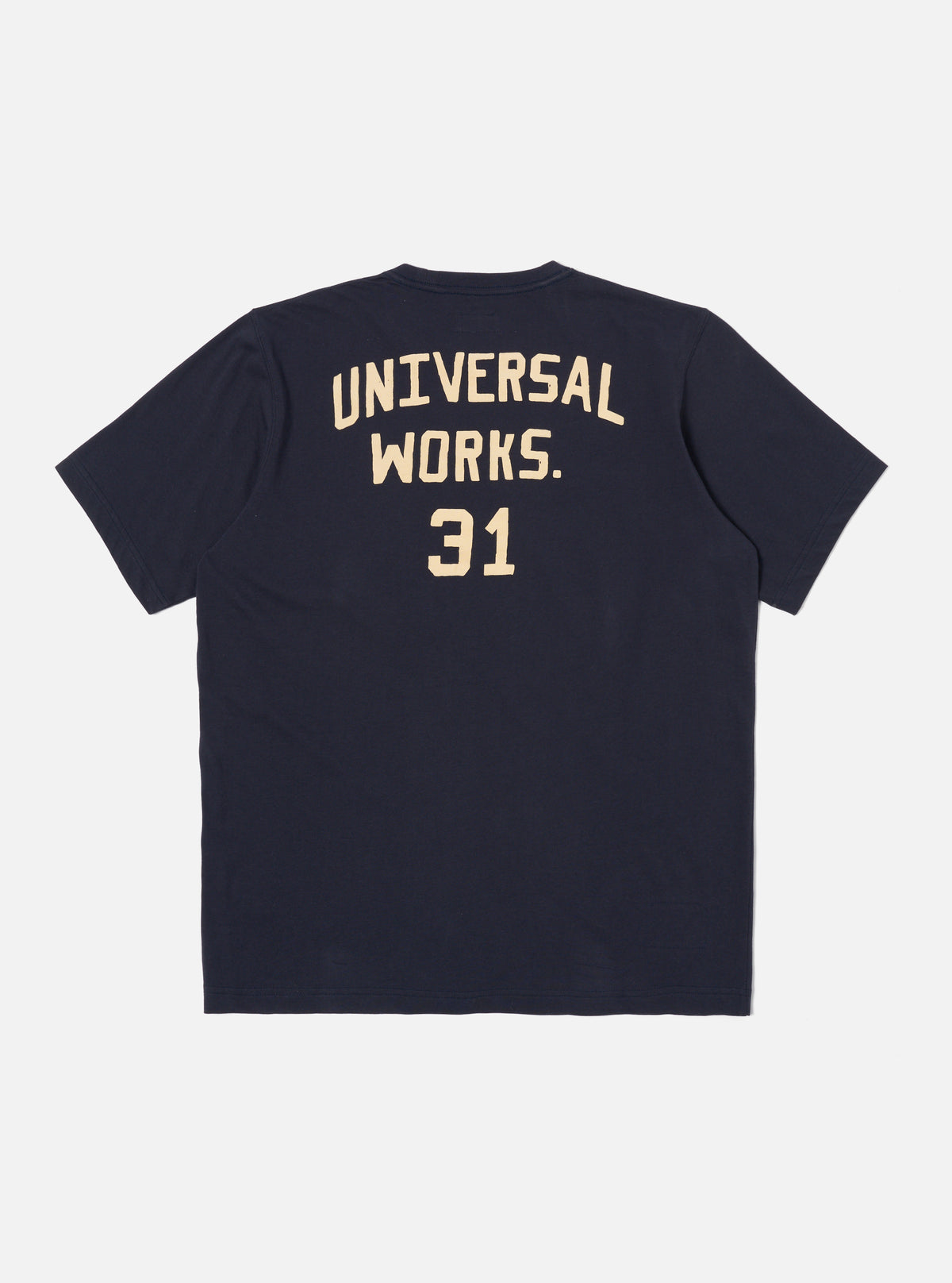 Universal Works Print Tee in Navy Single Jersey UW31