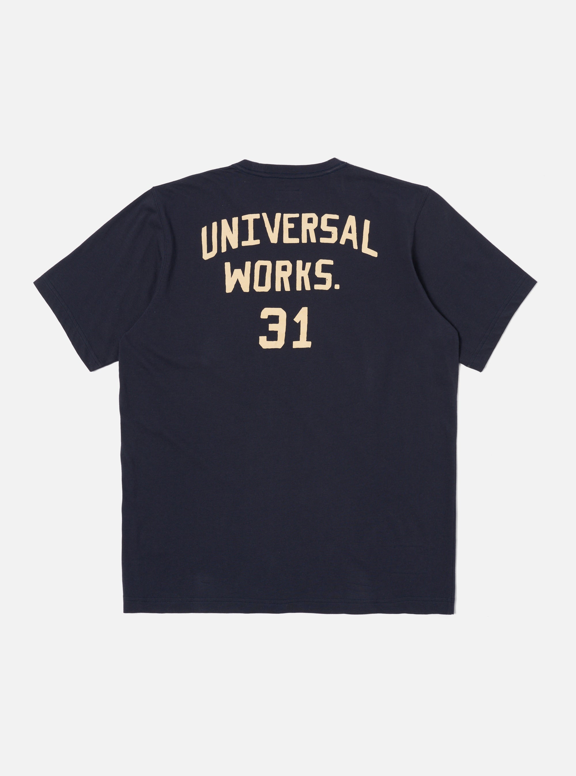 Universal Works Print Tee in Navy Single Jersey UW31