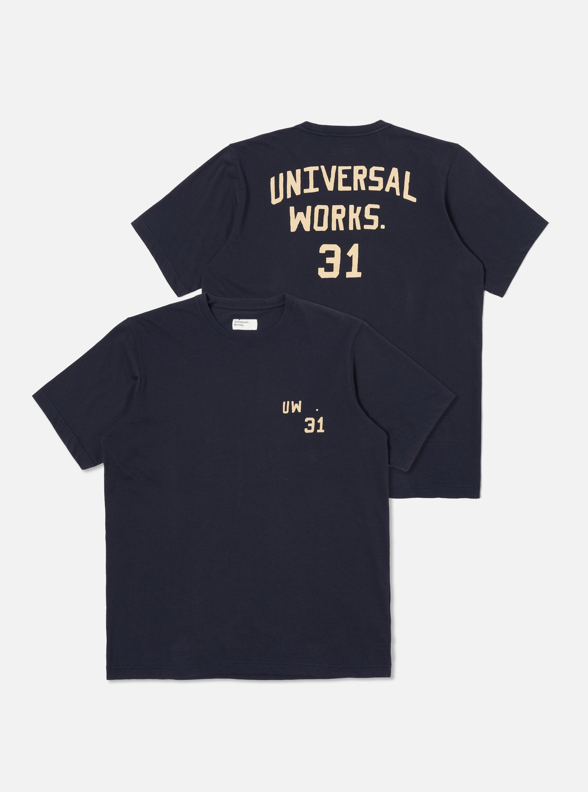 Universal Works Print Tee in Navy Single Jersey UW31