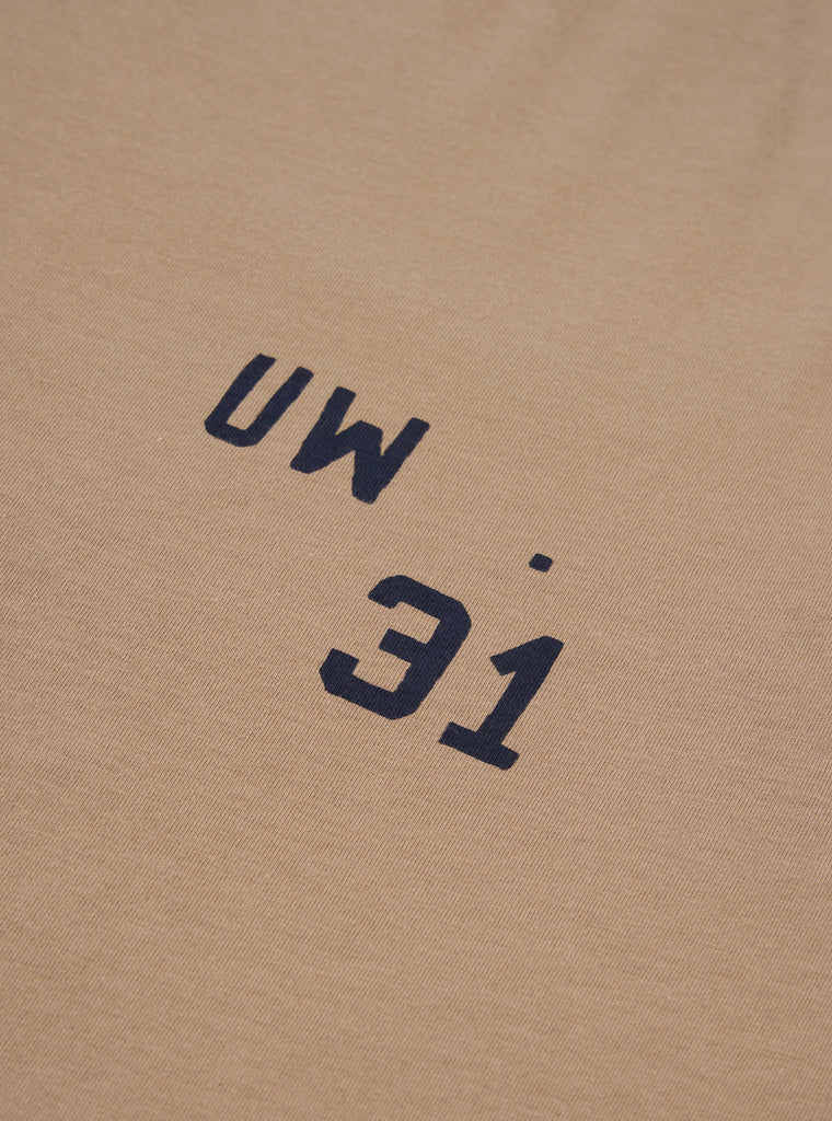 Universal Works Print Tee in Sand Single Jersey UW31