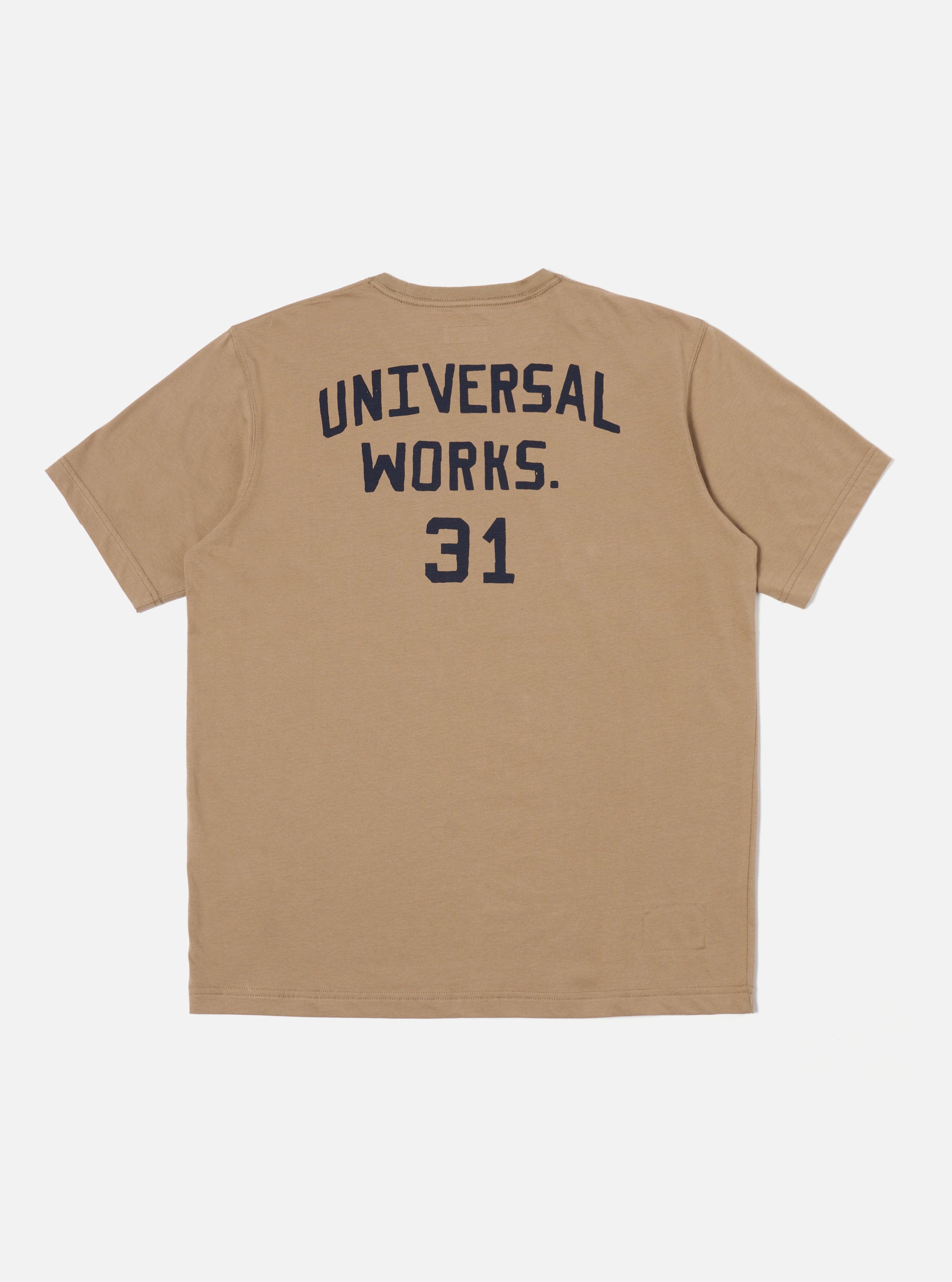 Universal Works Print Tee in Sand Single Jersey UW31