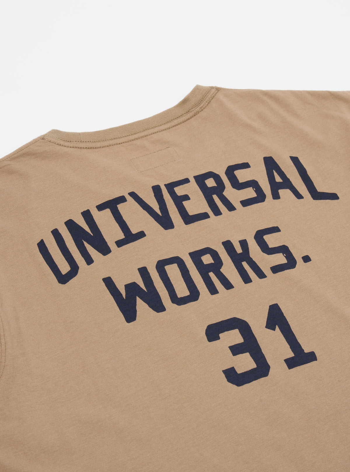 Universal Works Print Tee in Sand Single Jersey UW31