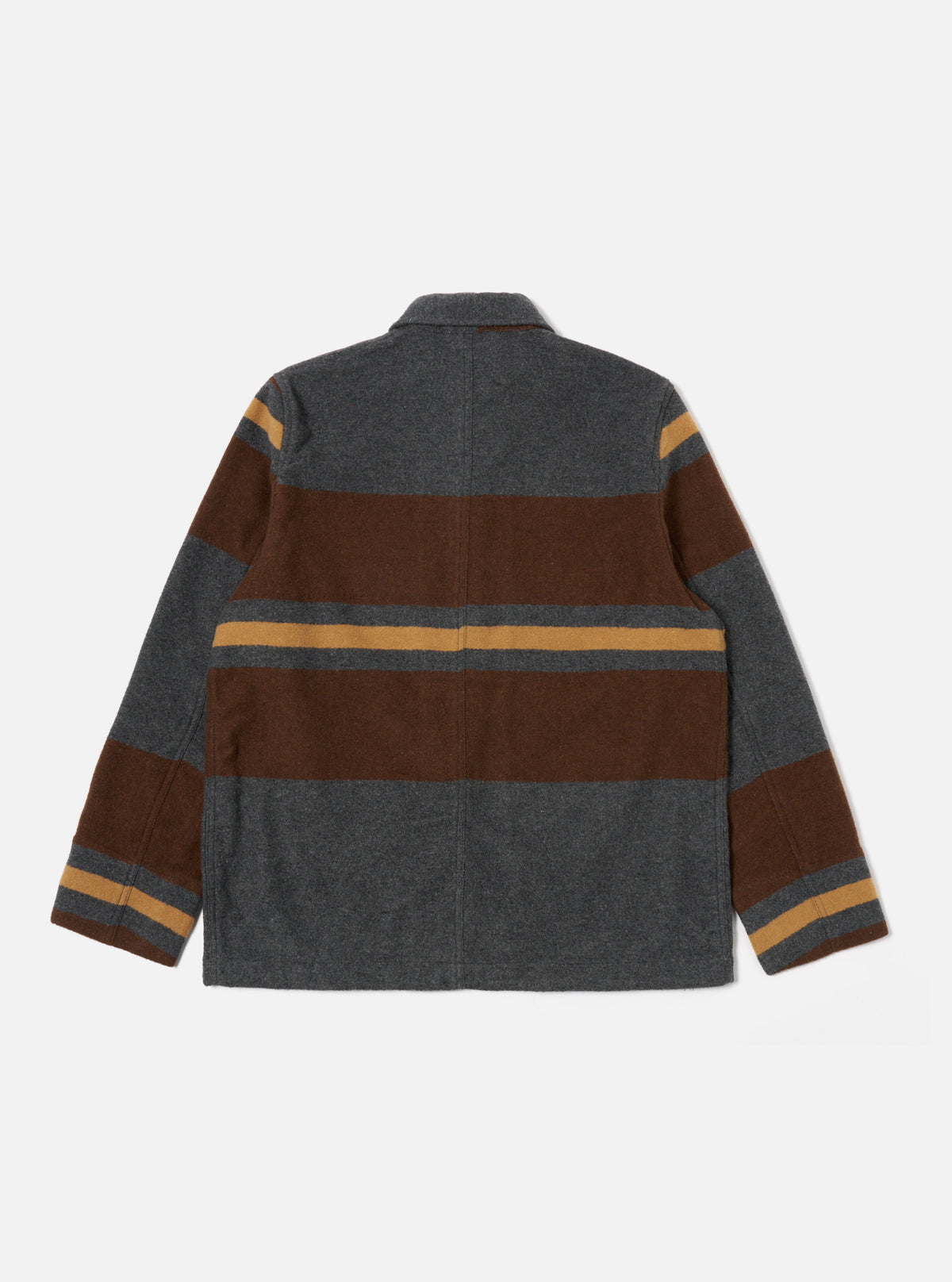 Universal Works Merchant Jacket in Charcoal Stripe Blanket Wool Mix