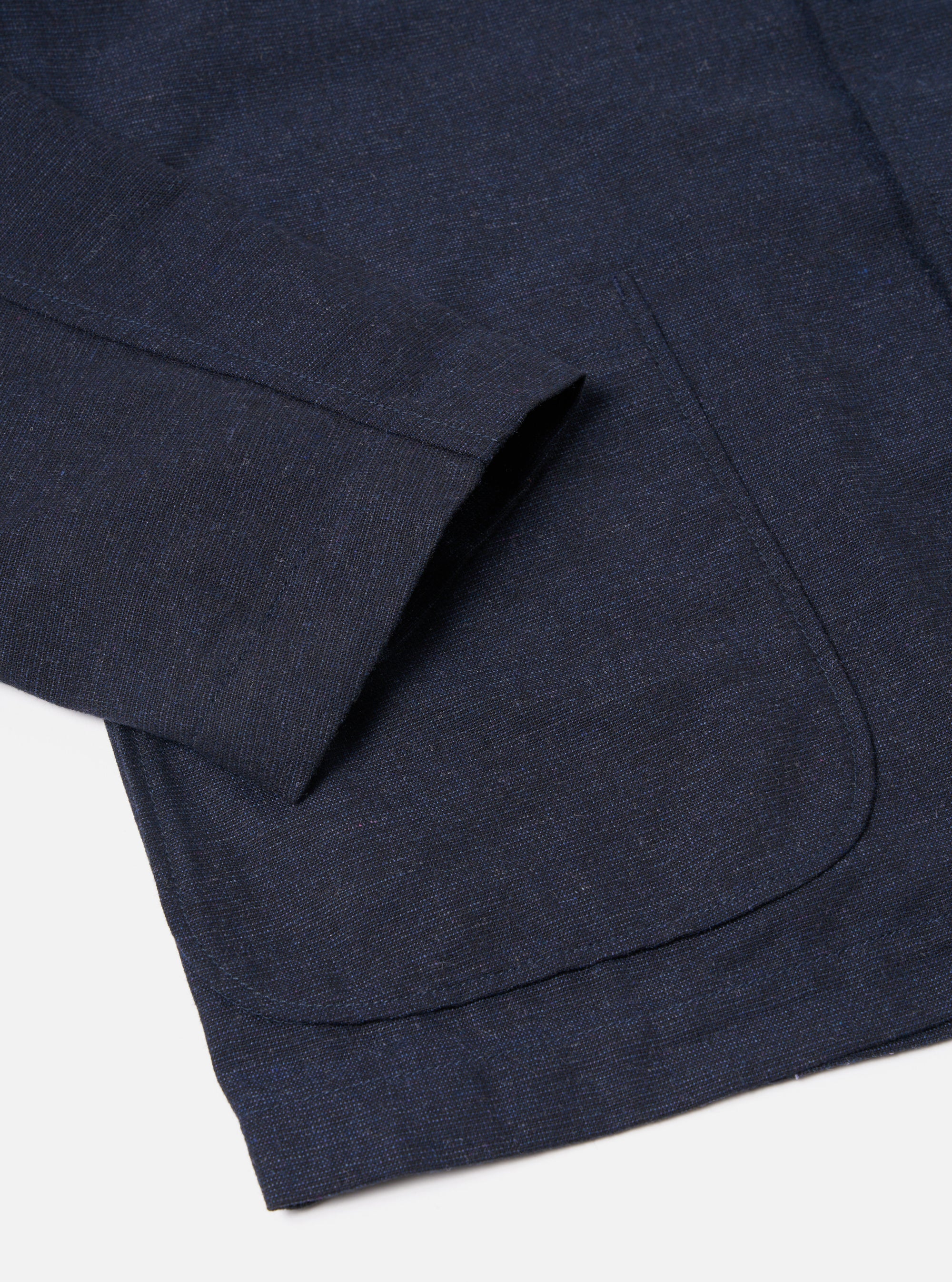 Universal Works Three Button Jacket in Navy Birdseye Tweed