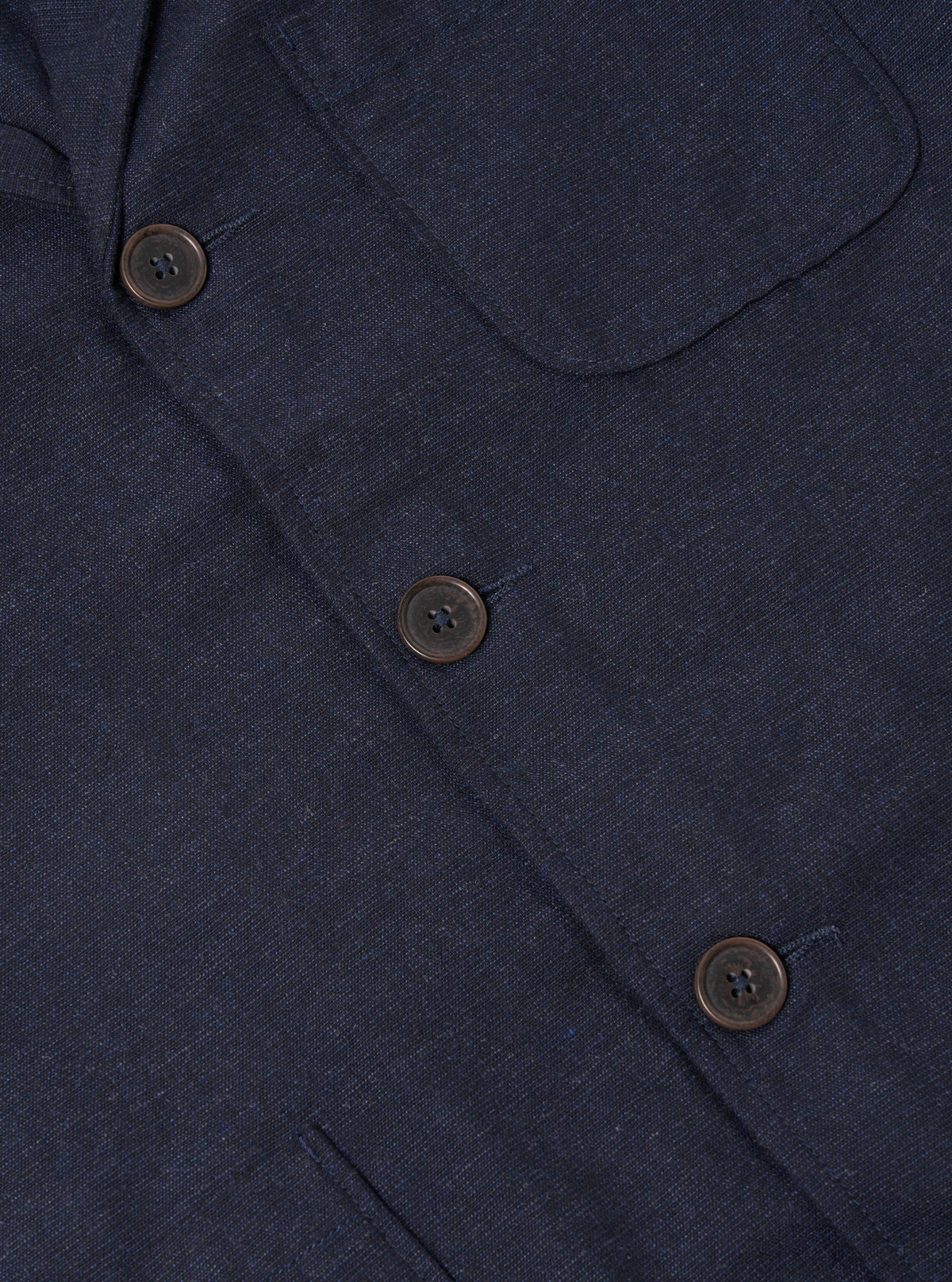 Universal Works Three Button Jacket in Navy Birdseye Tweed