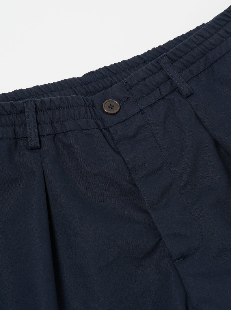 Universal Works Pleated Track Short in Navy Brushed Polytech