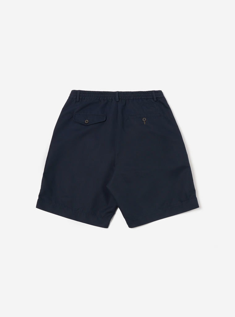 Universal Works Pleated Track Short in Navy Brushed Polytech