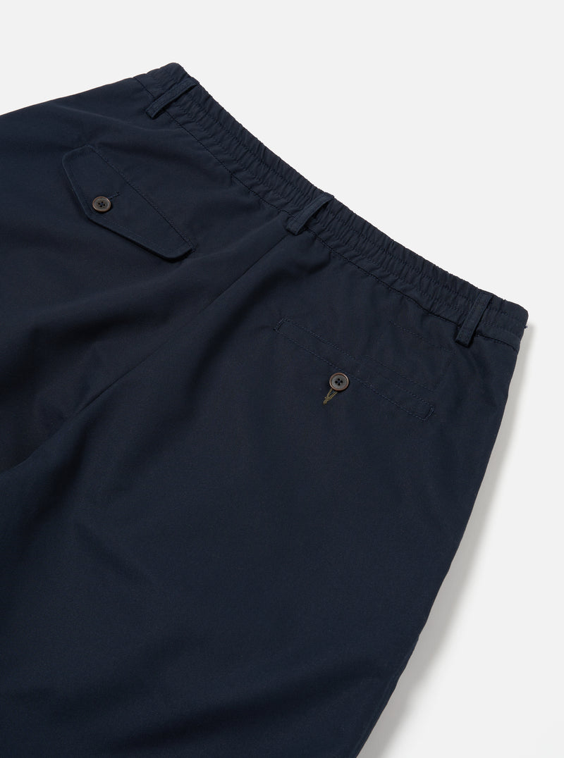 Universal Works Pleated Track Short in Navy Brushed Polytech