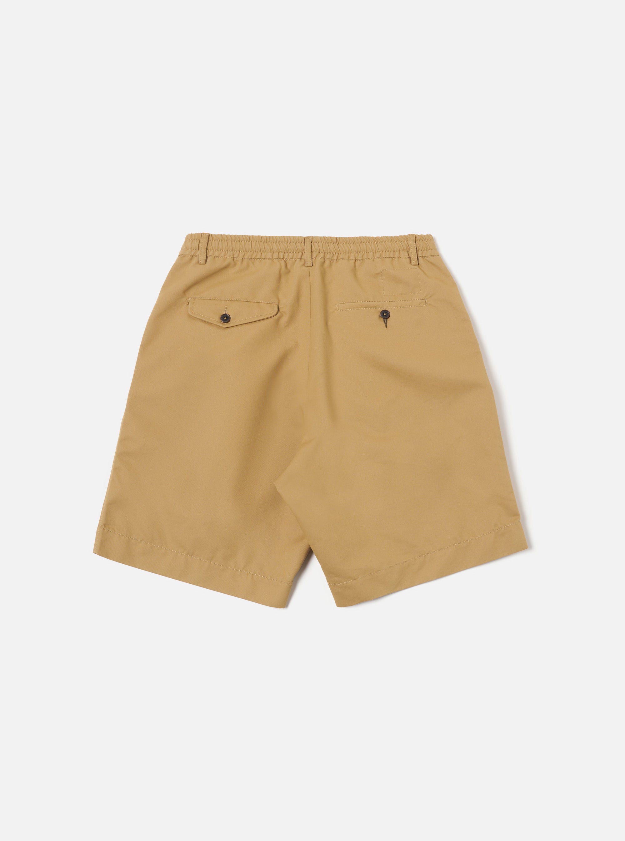 Universal Works Pleated Track Short in Sand Brushed Polytech