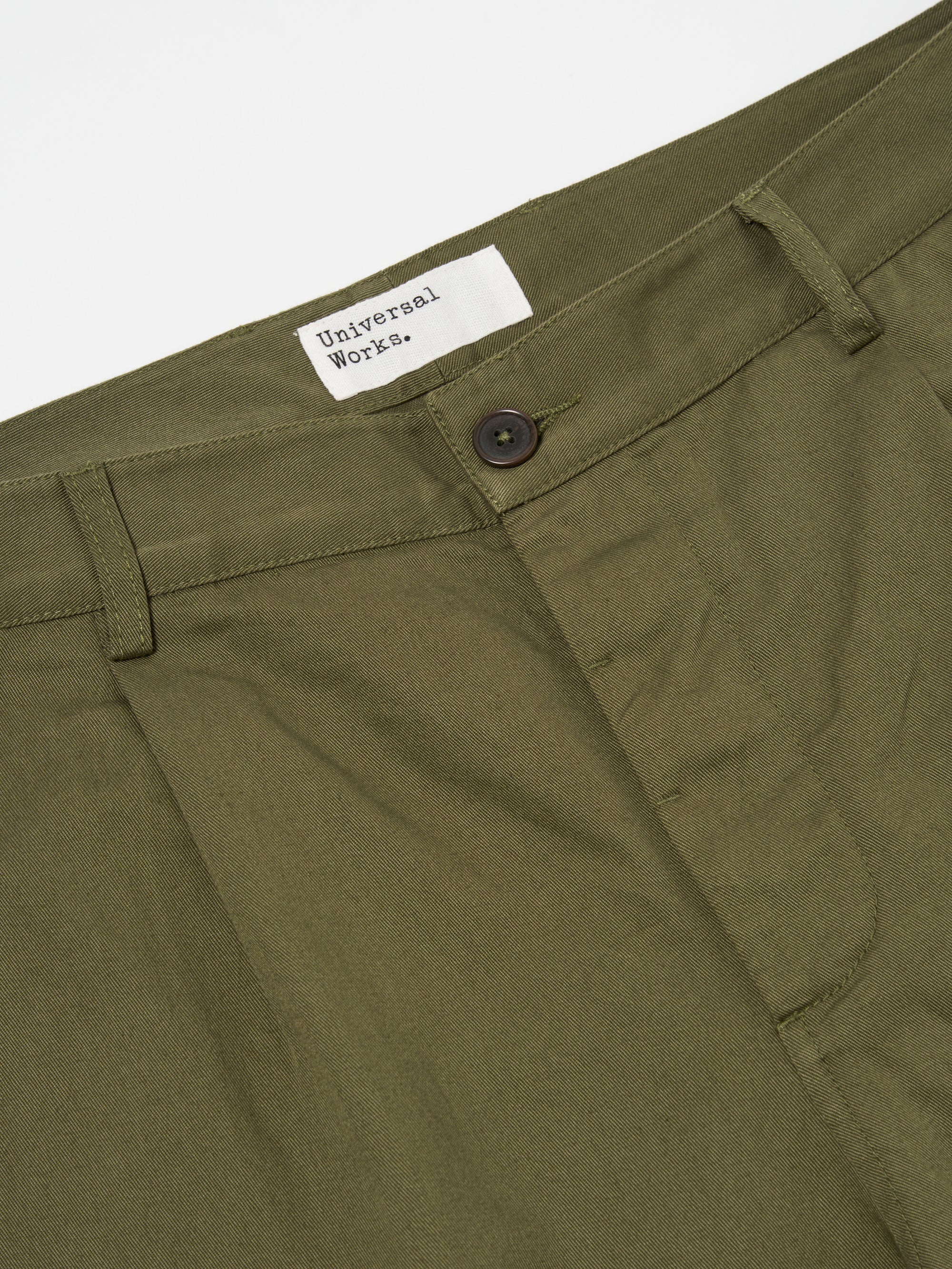 Universal Works Duke Pant in Light Olive Twill