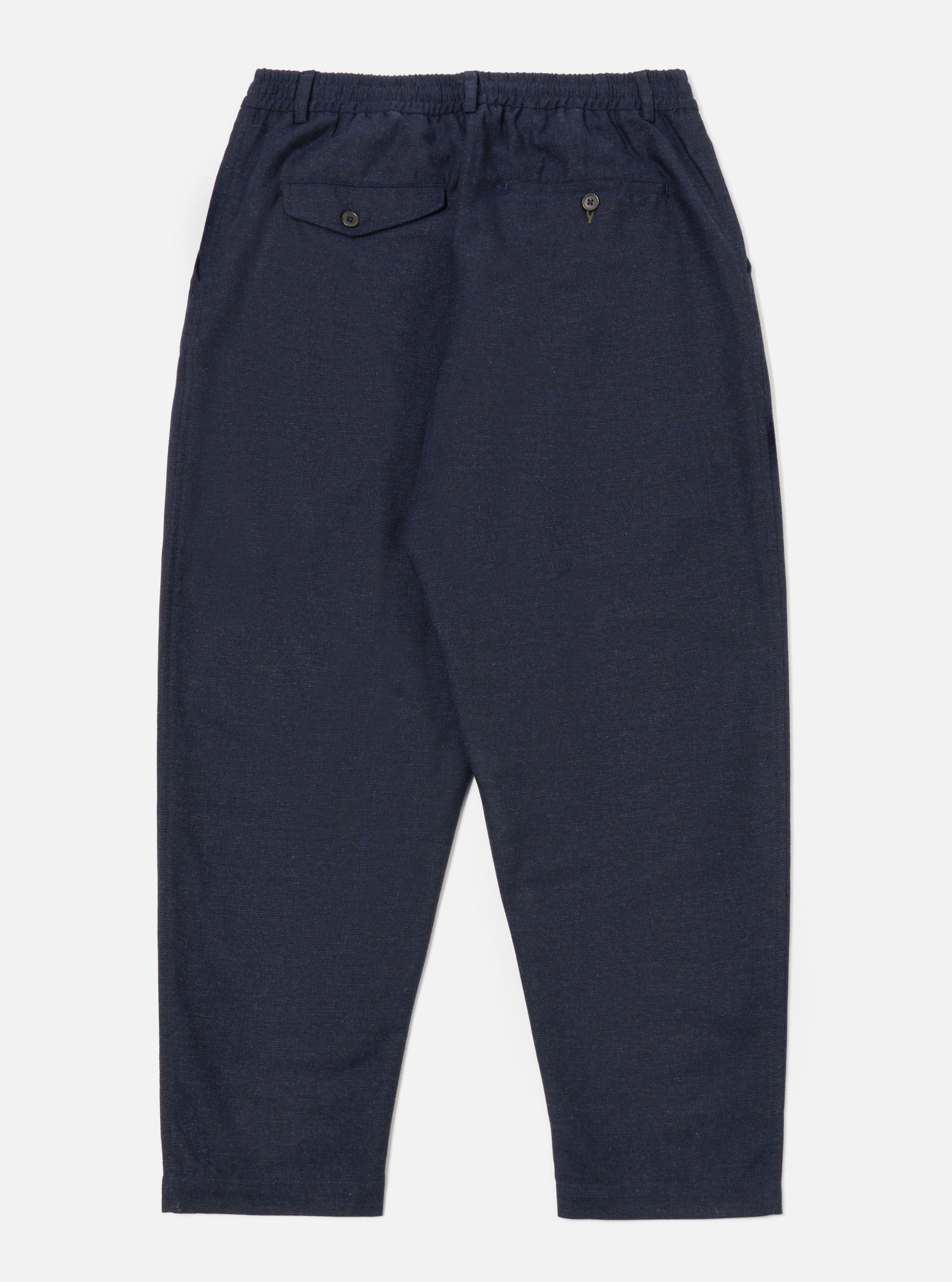 Universal Works Pleated Track Pant in Navy Birdseye Tweed