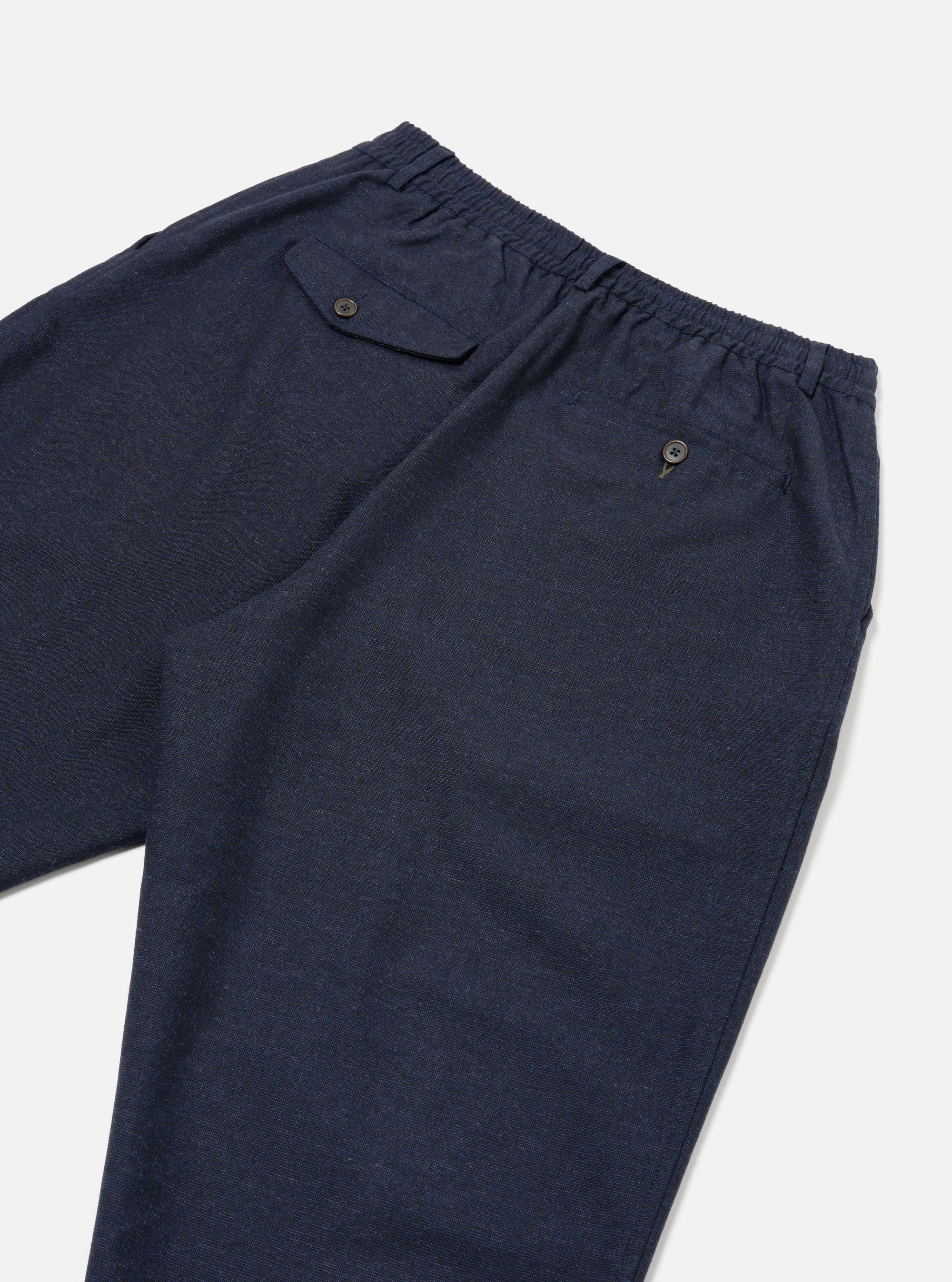 Universal Works Pleated Track Pant in Navy Birdseye Tweed