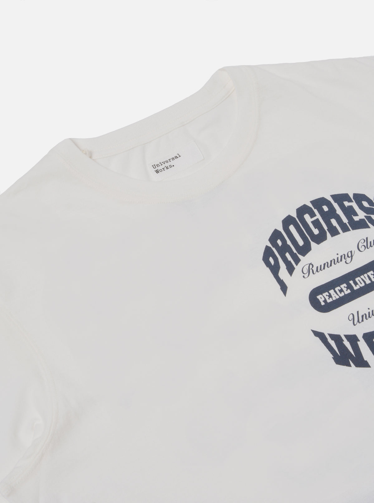 Universal Works x Progress Running Club Print Tee in Ecru Single Jersey