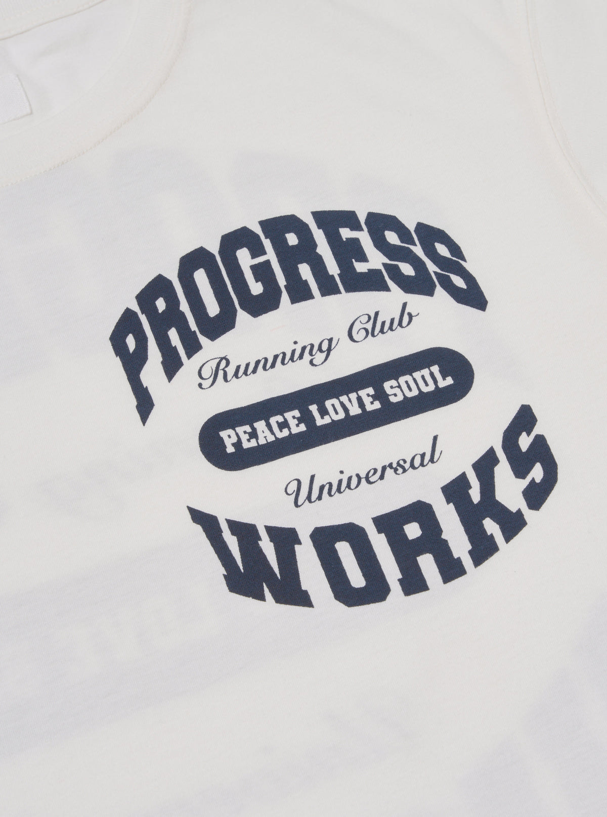 Universal Works x Progress Running Club Print Tee in Ecru Single Jersey