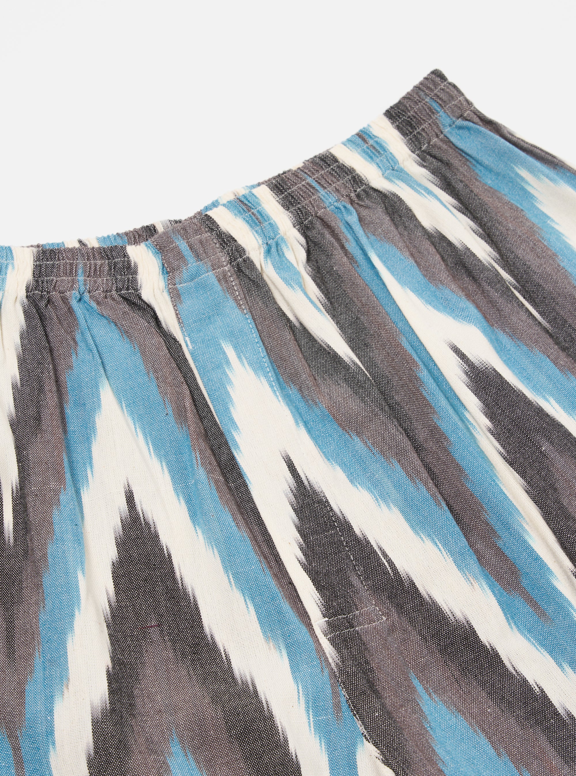 Universal Works Boxer Short in Ecru Ikat II Cotton