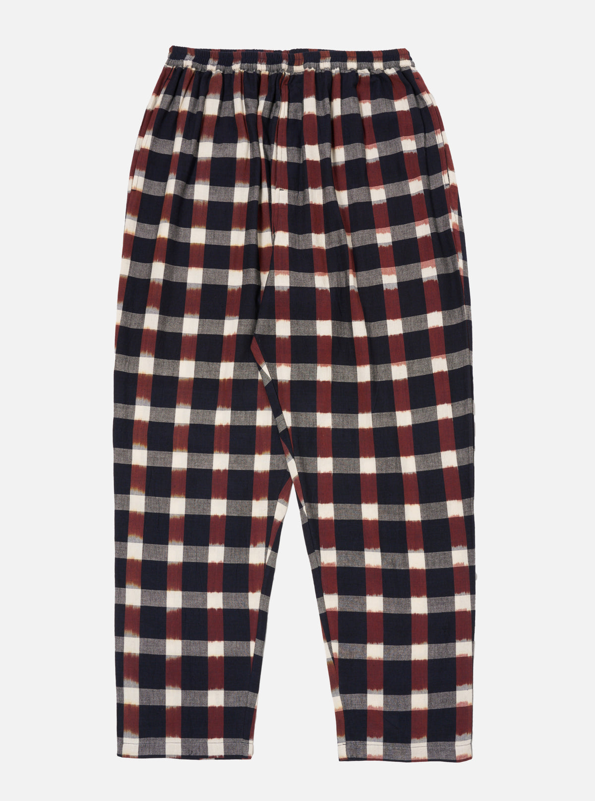 Universal Works Pyjama Pant in Indigo Ikat Check