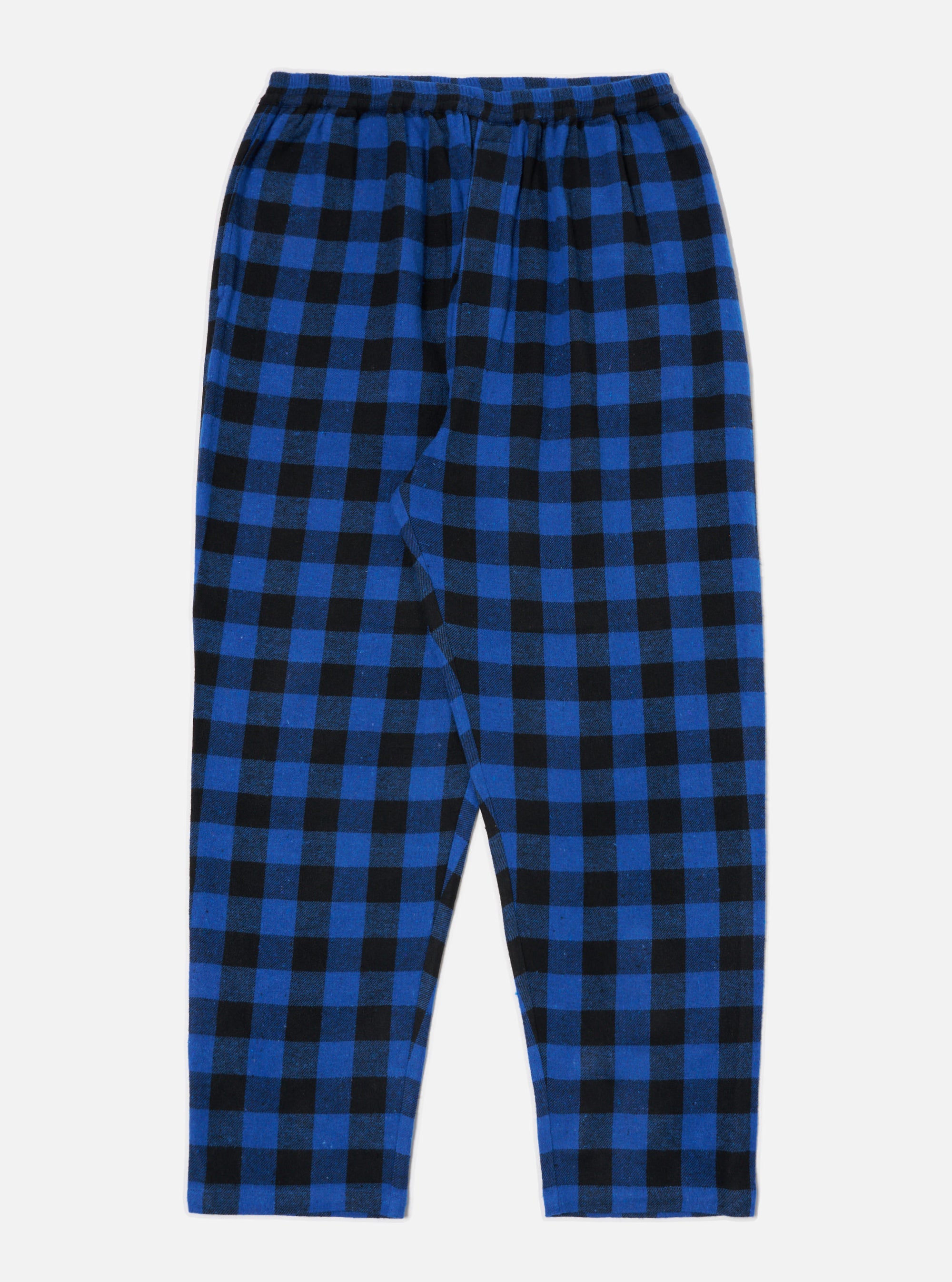 Universal Works Pyjama Pant in Blue Brushed Bold Gingham