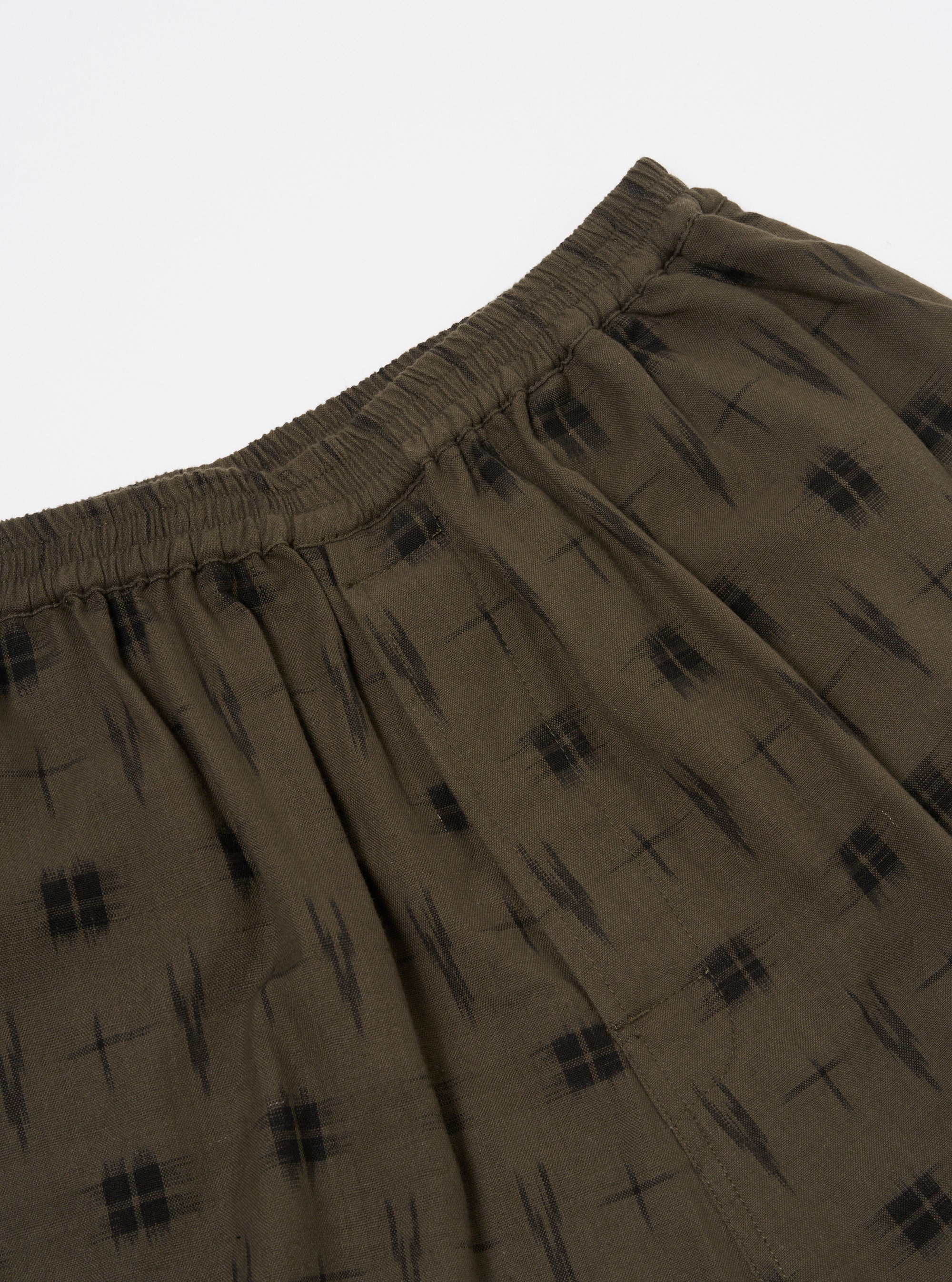 Universal Works Pyjama Short in Olive Windows Check