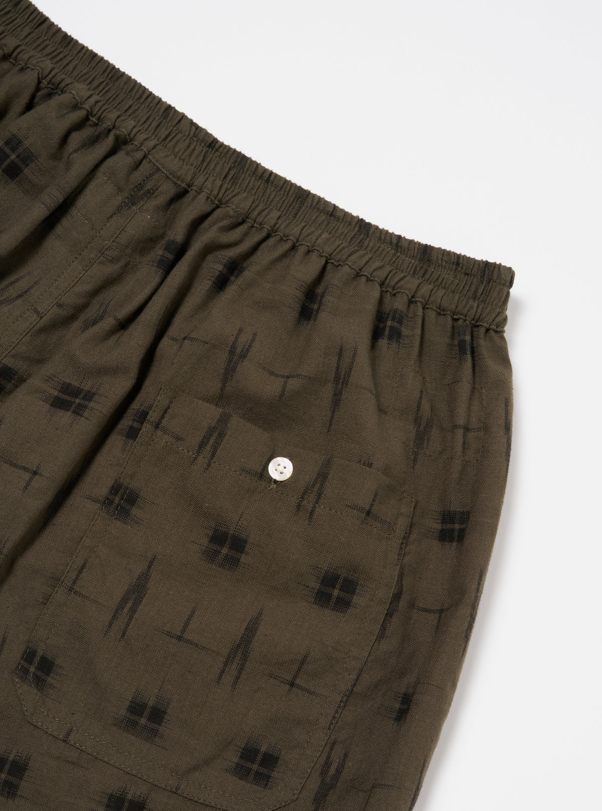 Universal Works Pyjama Short in Olive Windows Check