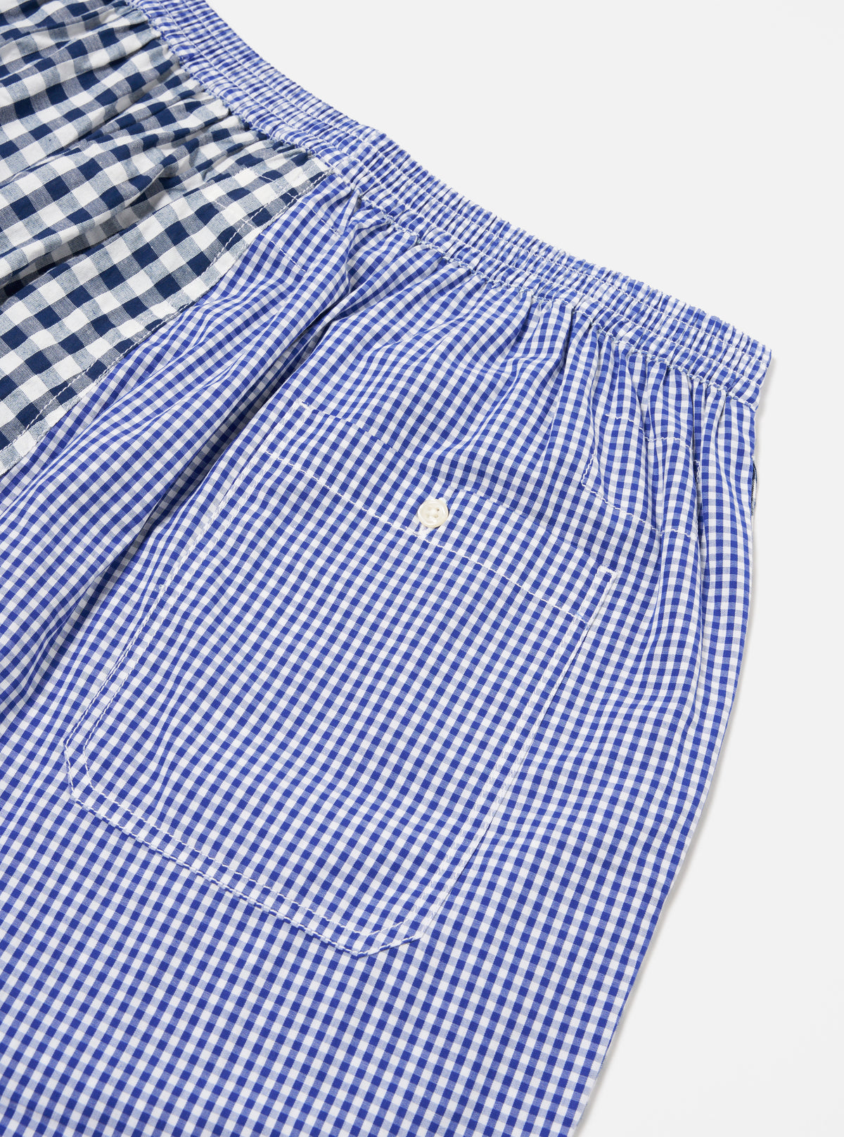 Universal Works Pyjama Short in Blue Gingham Mix