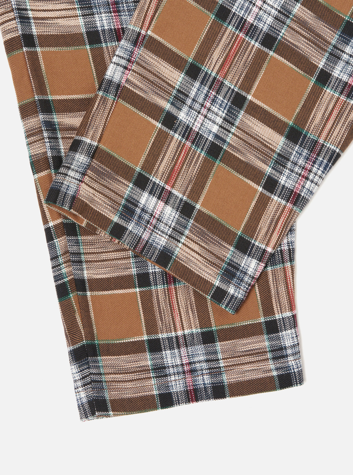 Universal Works Long Pyjama Set in Brown Ikat Twill Check