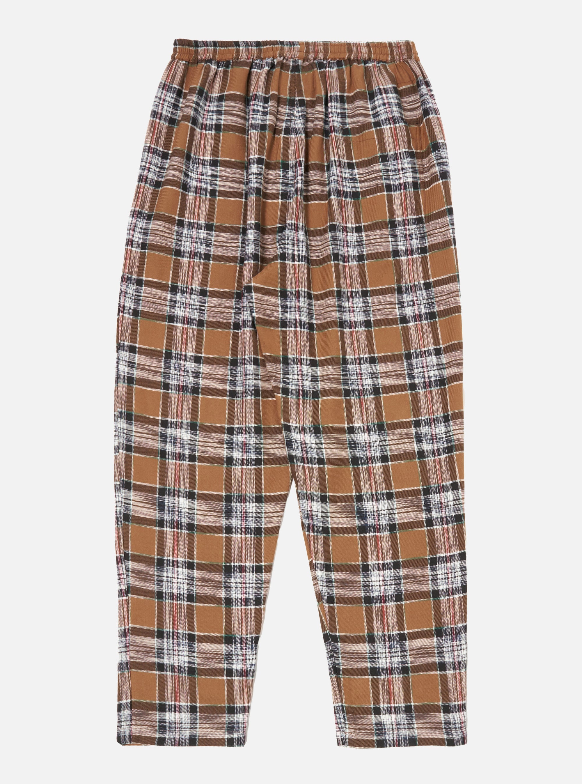 Universal Works Long Pyjama Set in Brown Ikat Twill Check