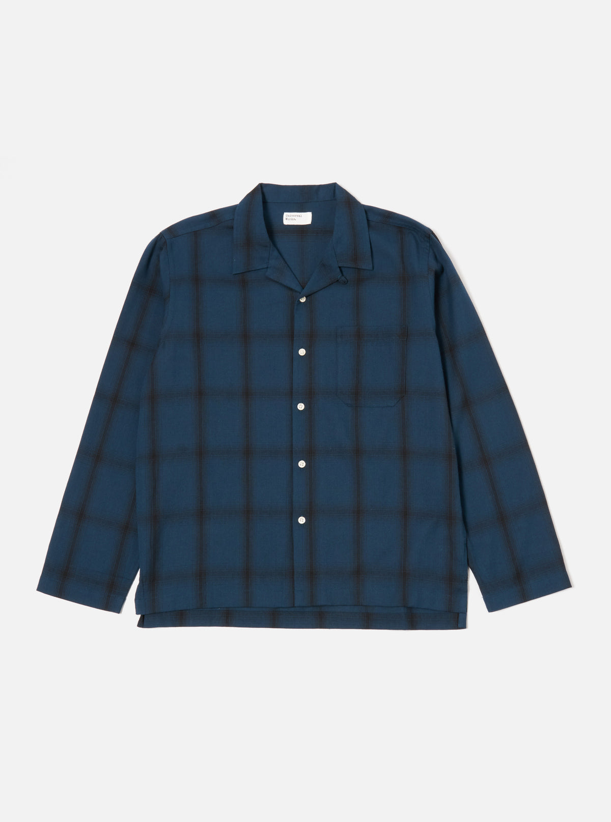 Universal Works Long Pyjama Set in Navy Shadow Check