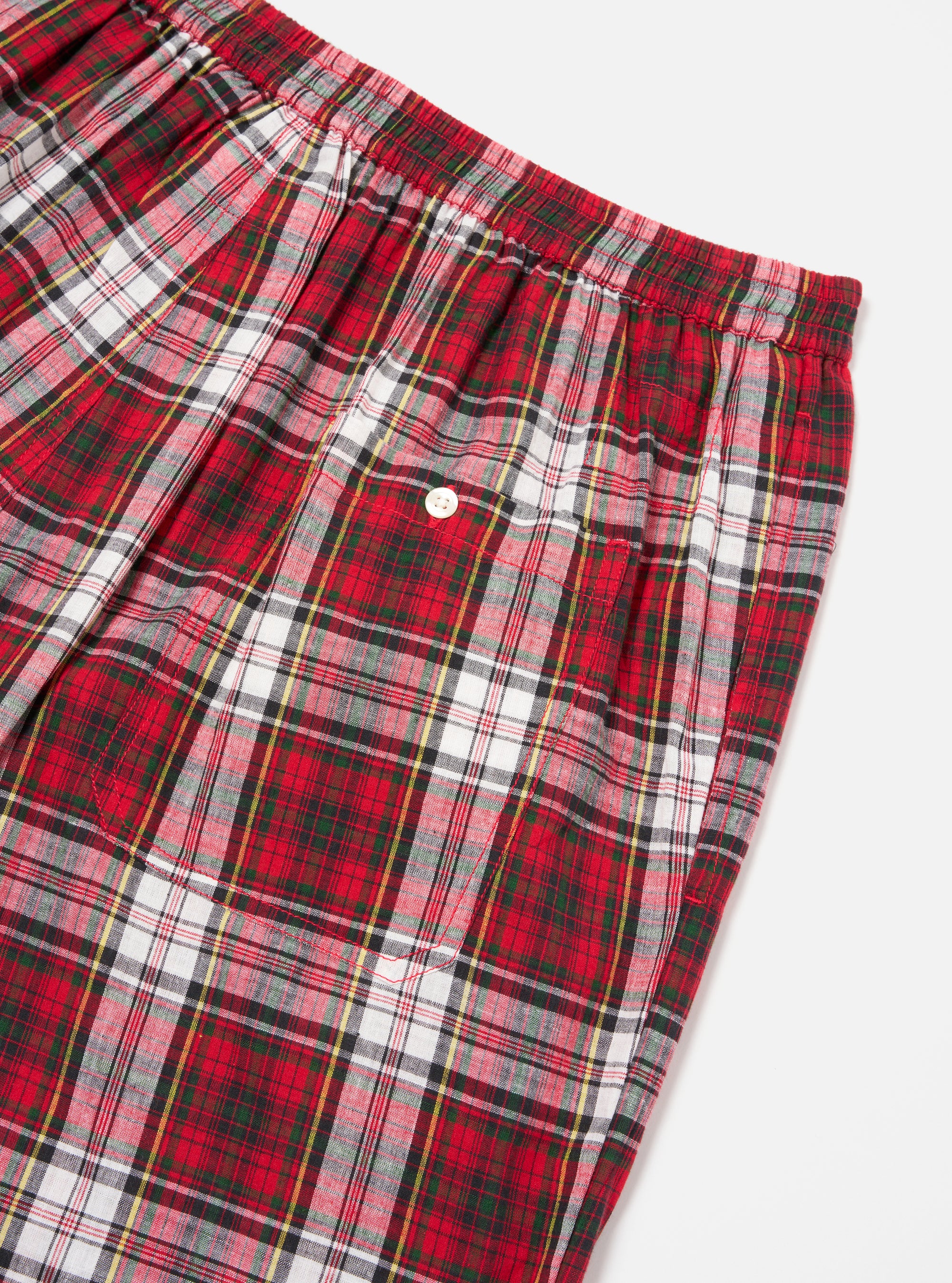 Universal Works Short Pyjama Set in Red Madras Check