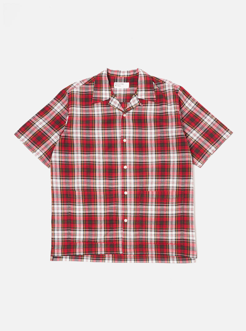 Universal Works Short Pyjama Set in Red Madras Check