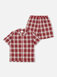 Universal Works Short Pyjama Set in Red Madras Check