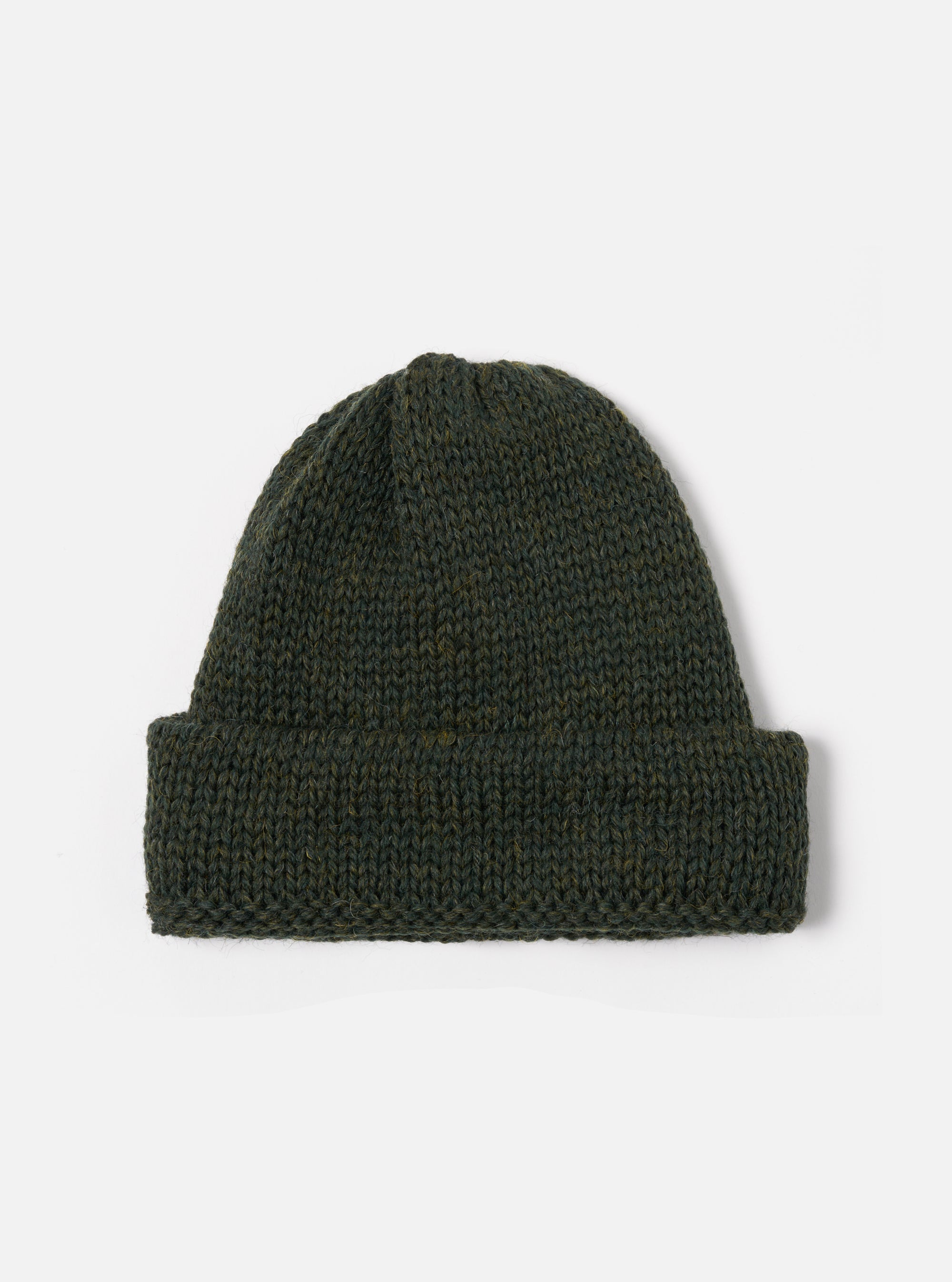 Universal Works Short Watch Cap in Olive British Wool