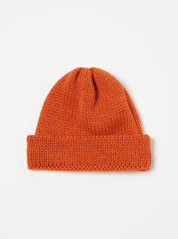 Universal Works Short Watch Cap in Orange British Wool