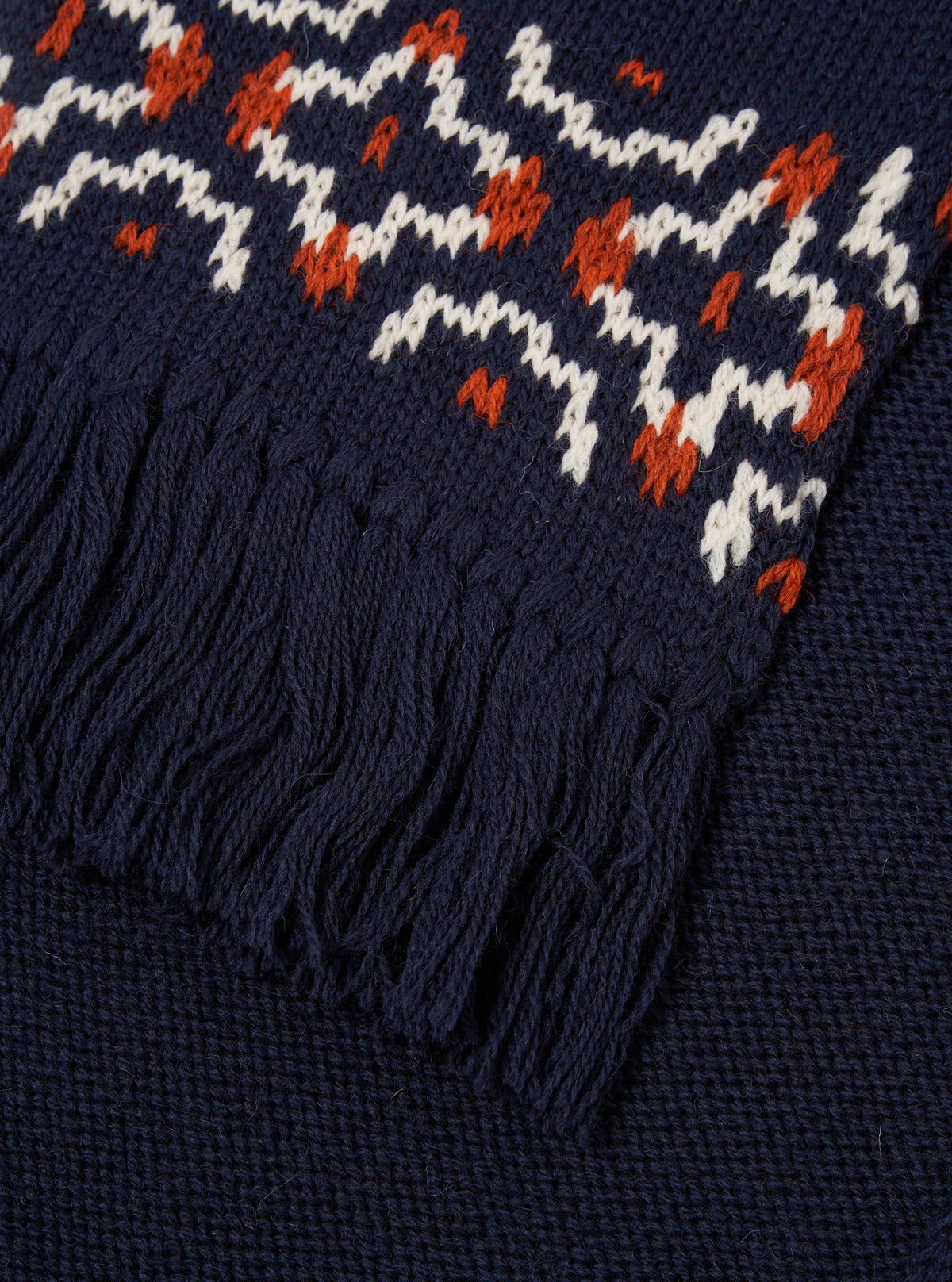 Universal Works Wool Scarf in Navy/Ecru British Wool