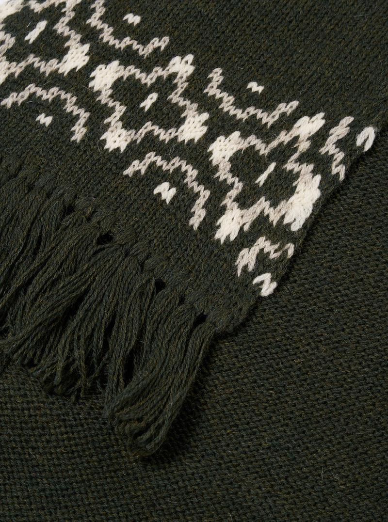 Universal Works Wool Scarf in Olive/Natural British Wool