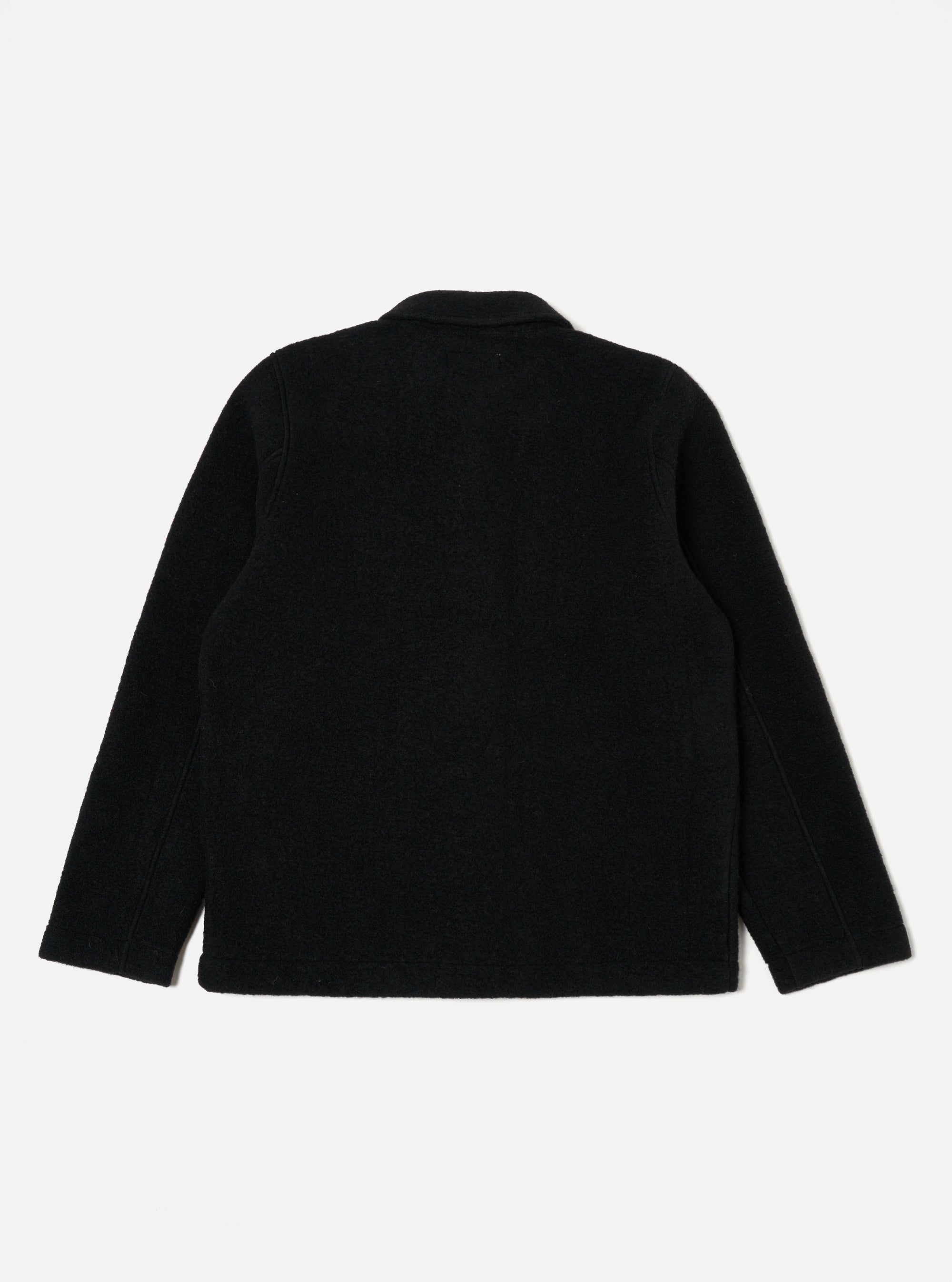 Universal Works Field Jacket in Black Wool Fleece