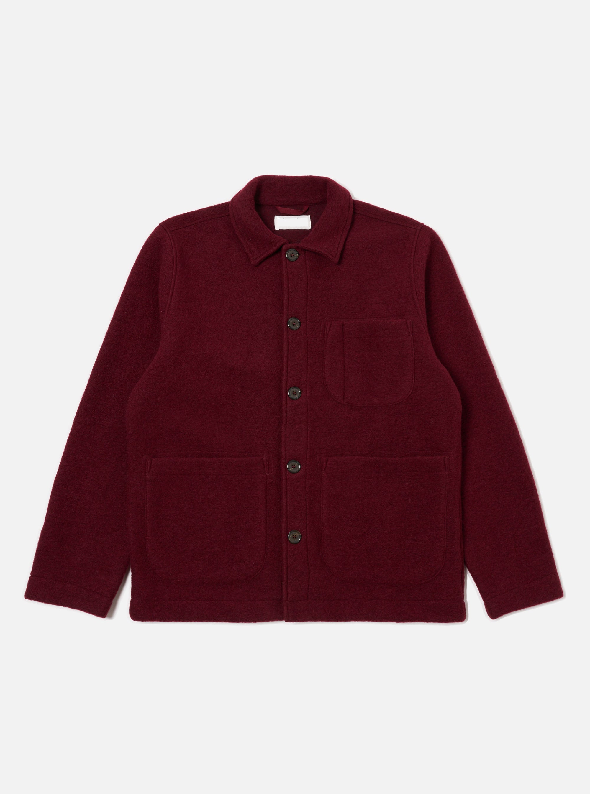 Universal Works Field Jacket in Deep Red Wool Fleece