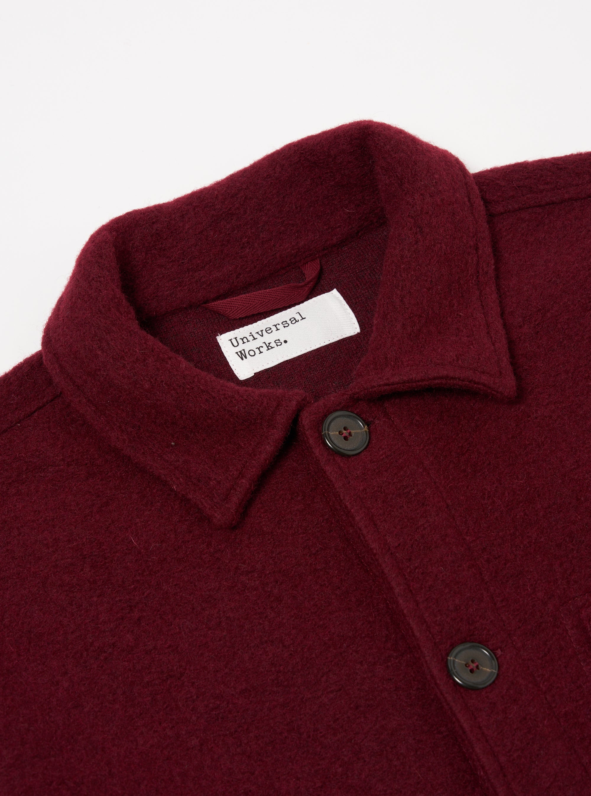 Universal Works Field Jacket in Deep Red Wool Fleece