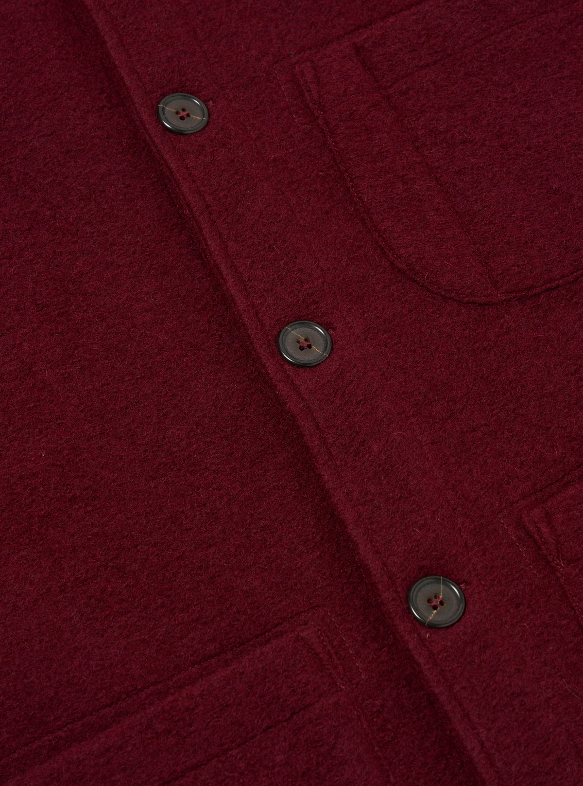 Universal Works Field Jacket in Deep Red Wool Fleece