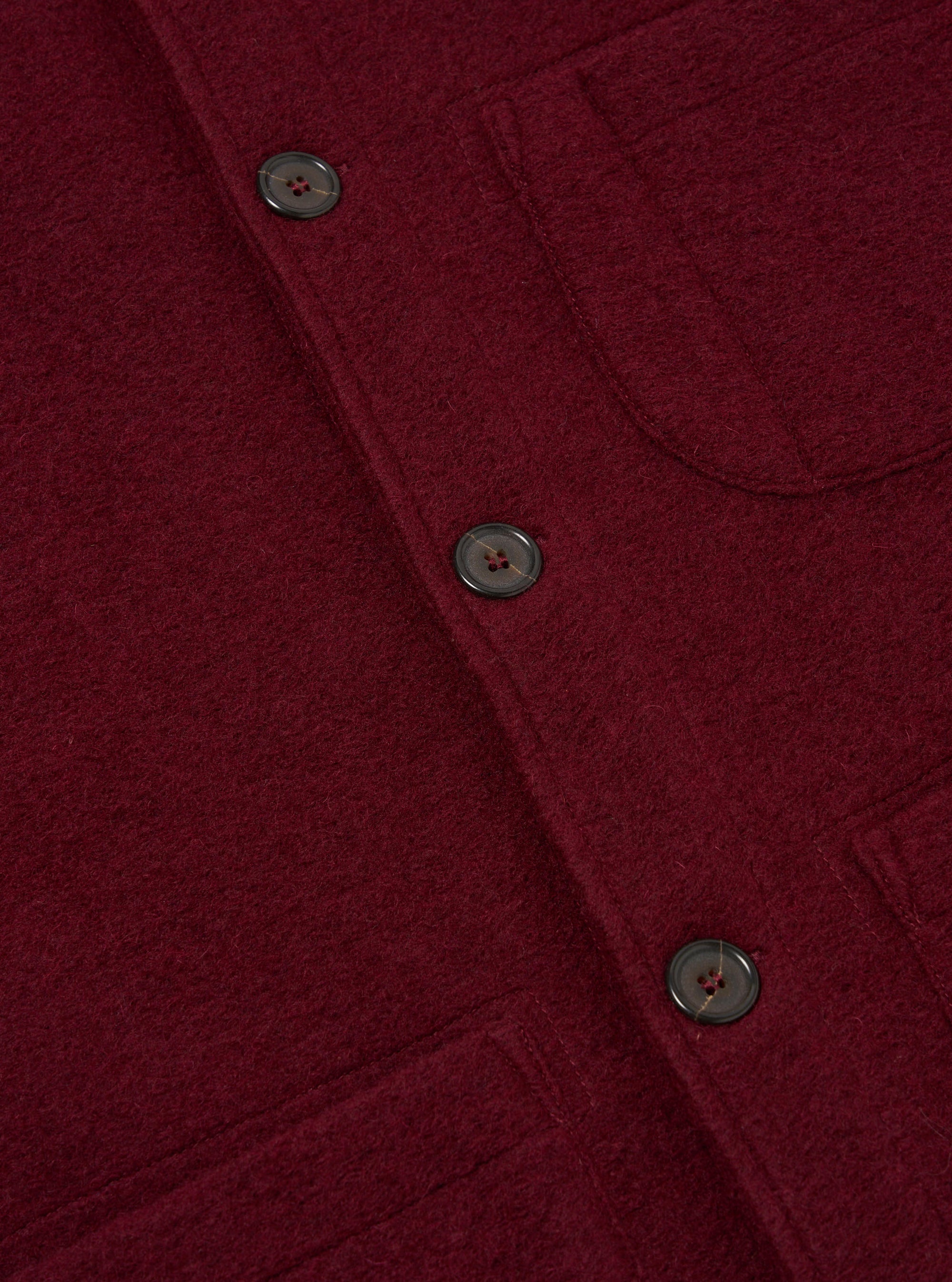 Universal Works Field Jacket in Deep Red Wool Fleece