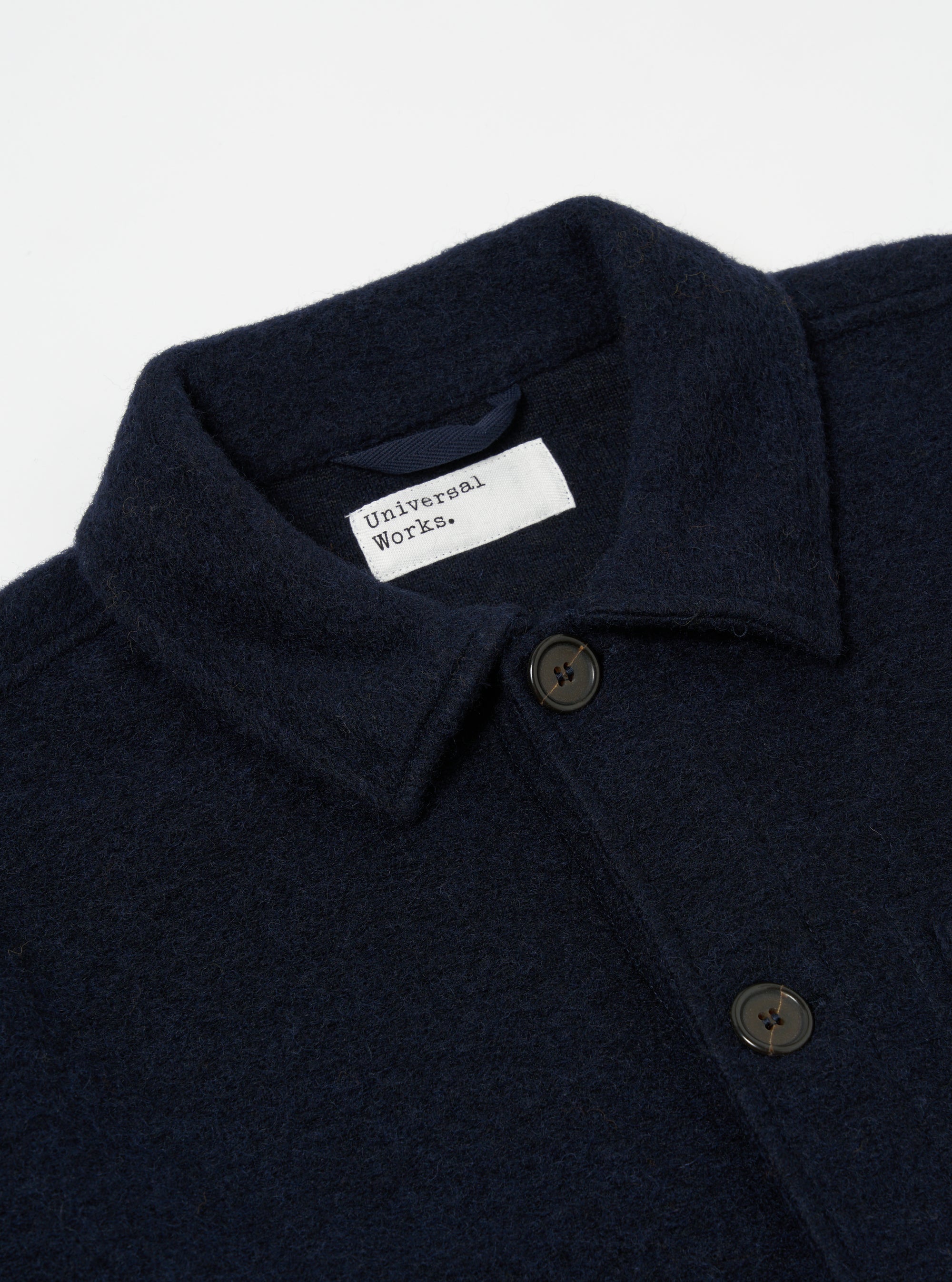 Universal Works Field Jacket in Navy Wool Fleece