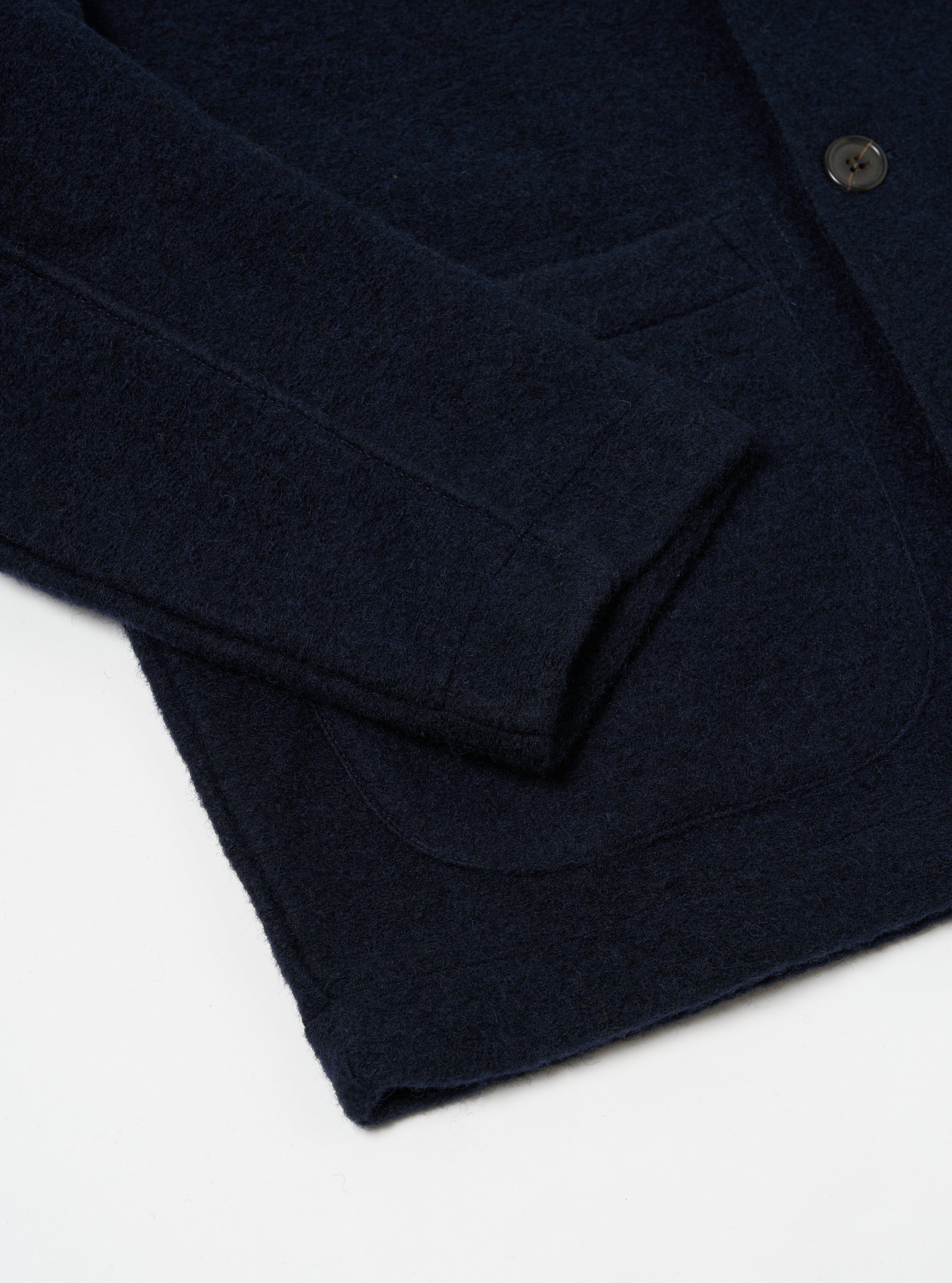 Universal Works Field Jacket in Navy Wool Fleece