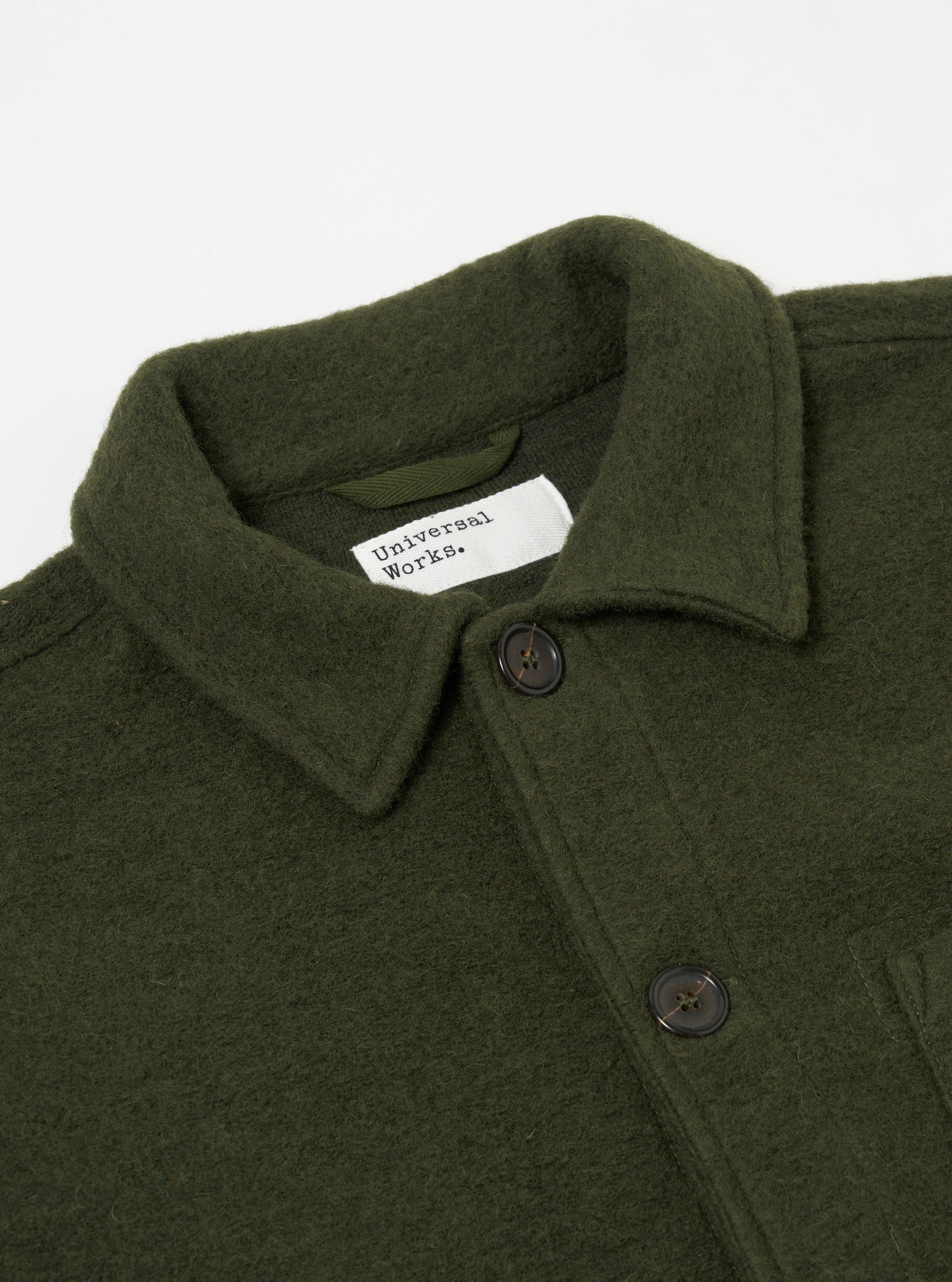 Universal Works Field Jacket in Olive Wool Fleece