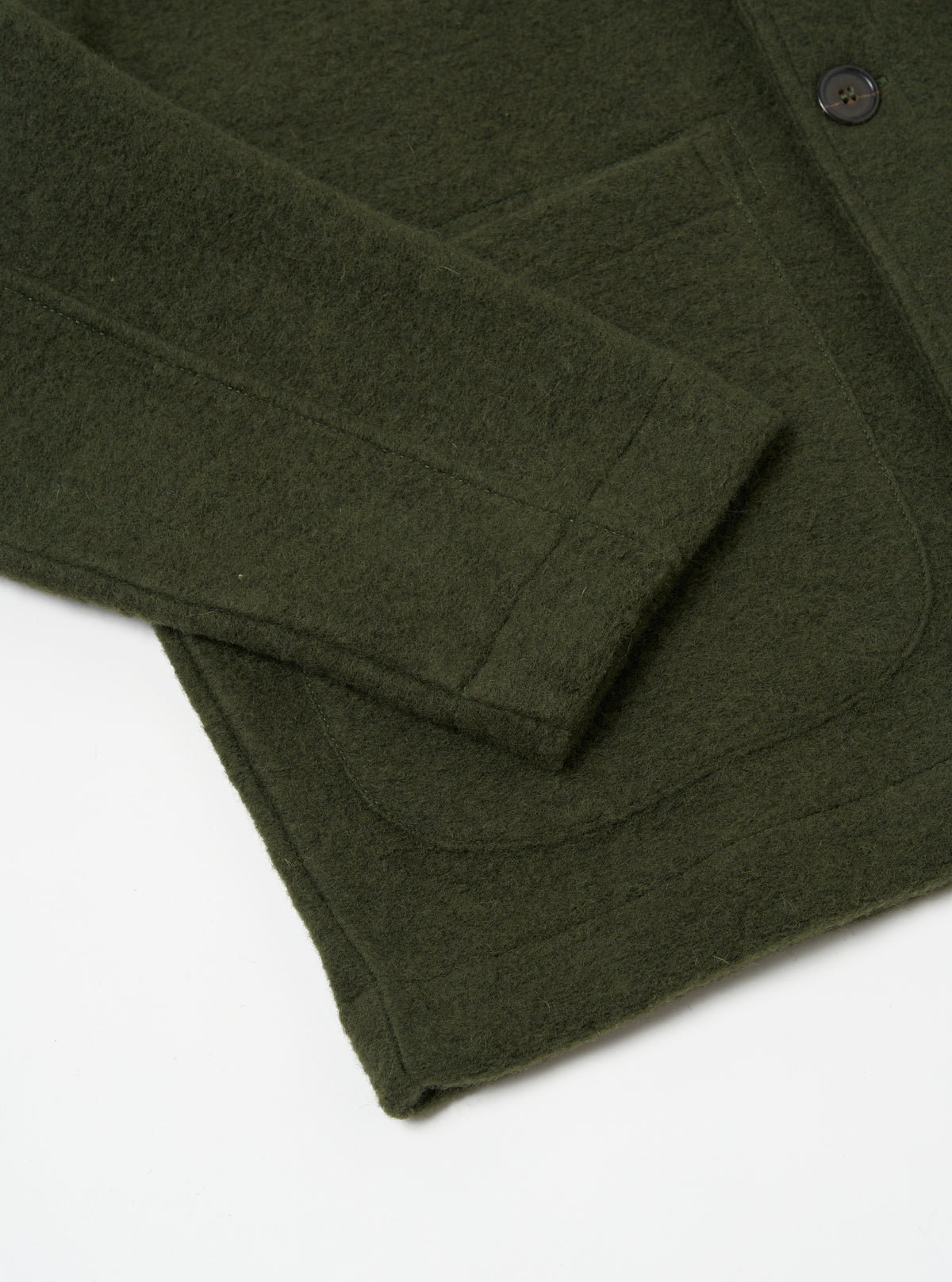 Universal Works Field Jacket in Olive Wool Fleece