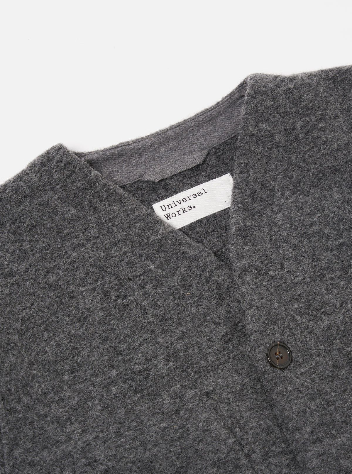 Universal Works Cardigan in Grey Marl Wool Fleece