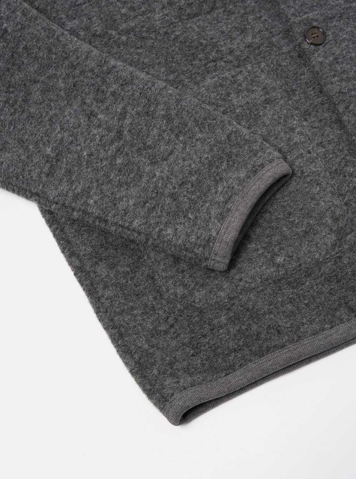 Universal Works Cardigan in Grey Marl Wool Fleece